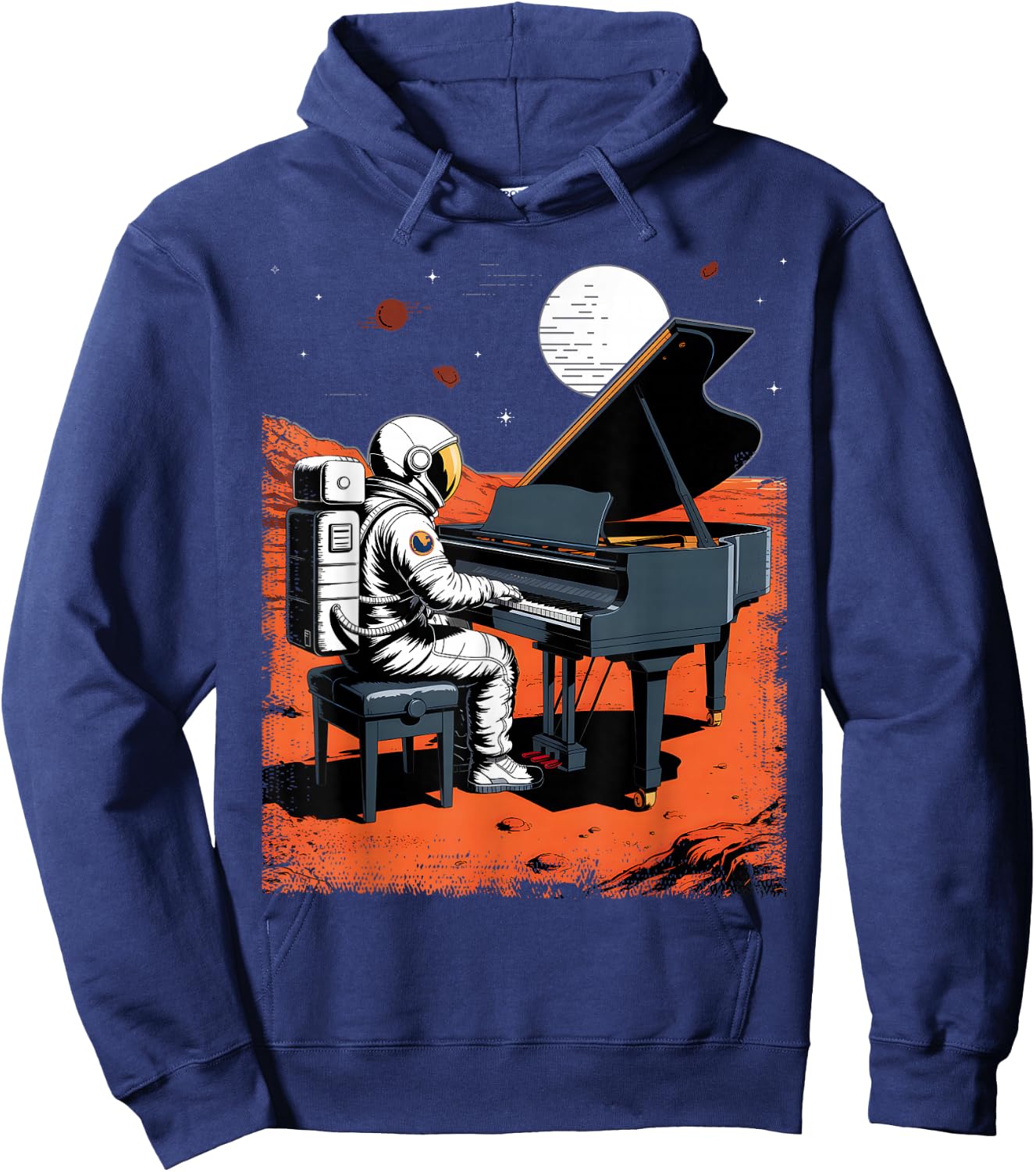 Astronaut in Space with Piano in Galaxies Musician Hoodie - Hoodie | Navy