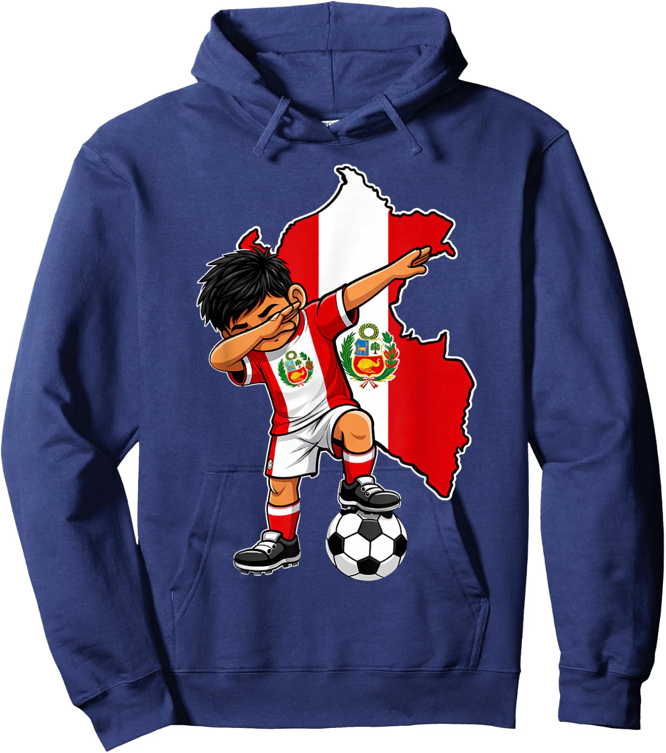 Soccer Peru Jersey Boy Peruvian Boys Hoodie - Hoodie | Navy