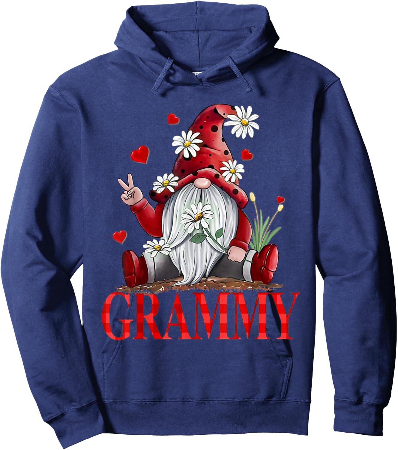 GRAMMY - VALENTINE GNOME Hippie Beetle Daisy Flower Gnome Hoodie - Hoodie | Navy