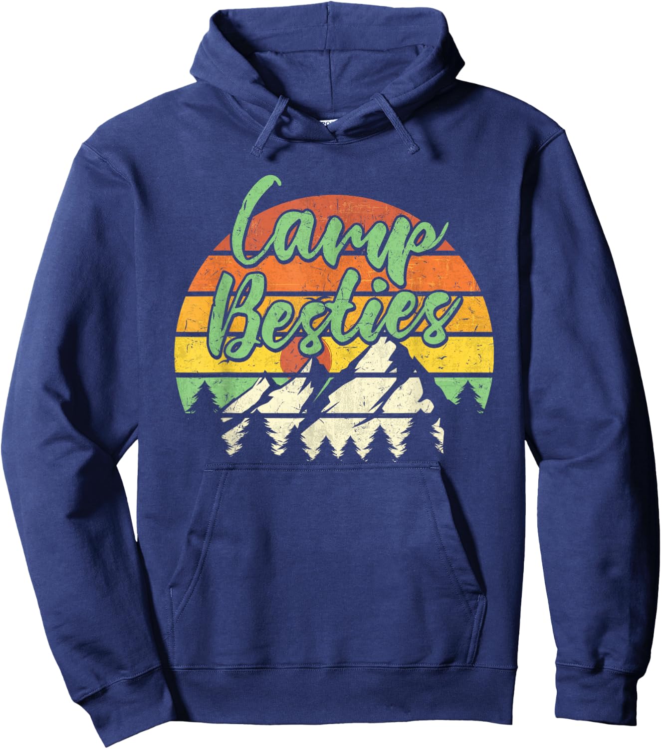 Camp Besties Outdoor Sunset Best Friend Matching Camping Hoodie - Hoodie | Navy