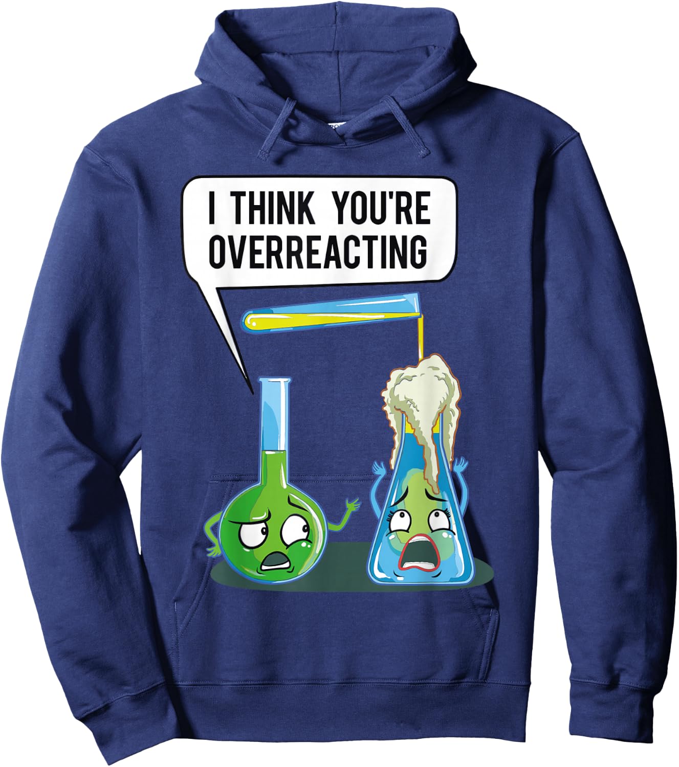 Overreacting -Adults Funny , Black, Small, Short Sleeve Hoodie - Hoodie | Navy