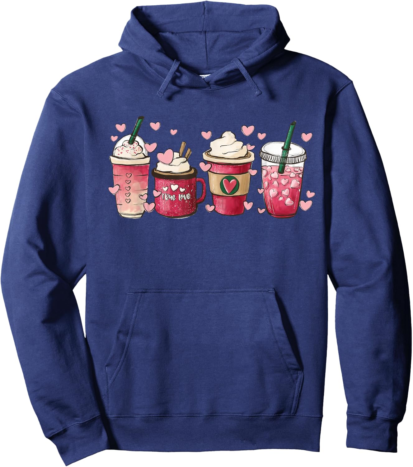 Valentine Coffee Heart Iced Coffee Lover Valentine Day Hoodie - Hoodie | Navy
