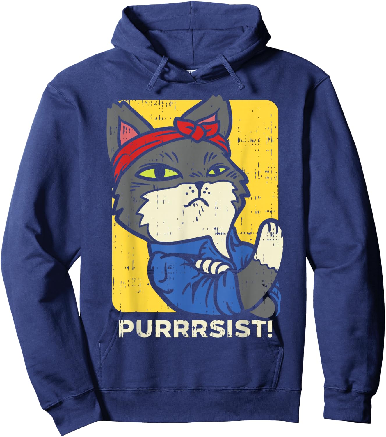 March Shirt Purrsist Persist Cat Lady We Can Do It Hoodie - Hoodie | Navy