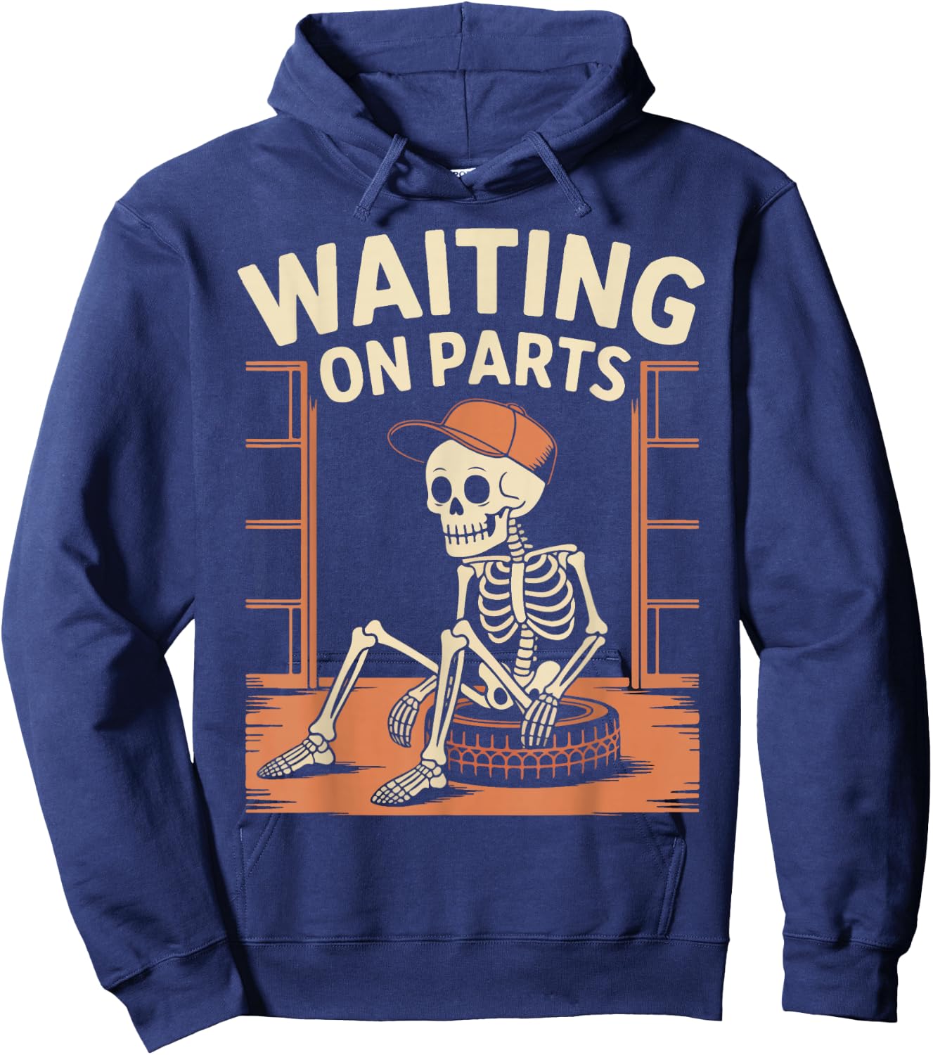 Funny Waiting On Parts Mechanic Skeleton Auto Repair Life Hoodie - Hoodie | Navy