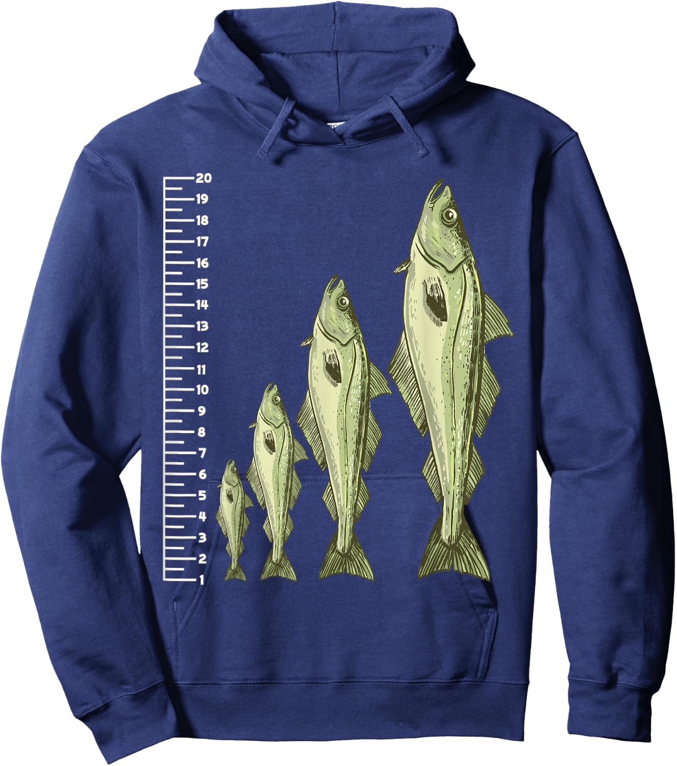 Funny Fish Measuring design for Fishing lovers Hoodie - Hoodie | Navy