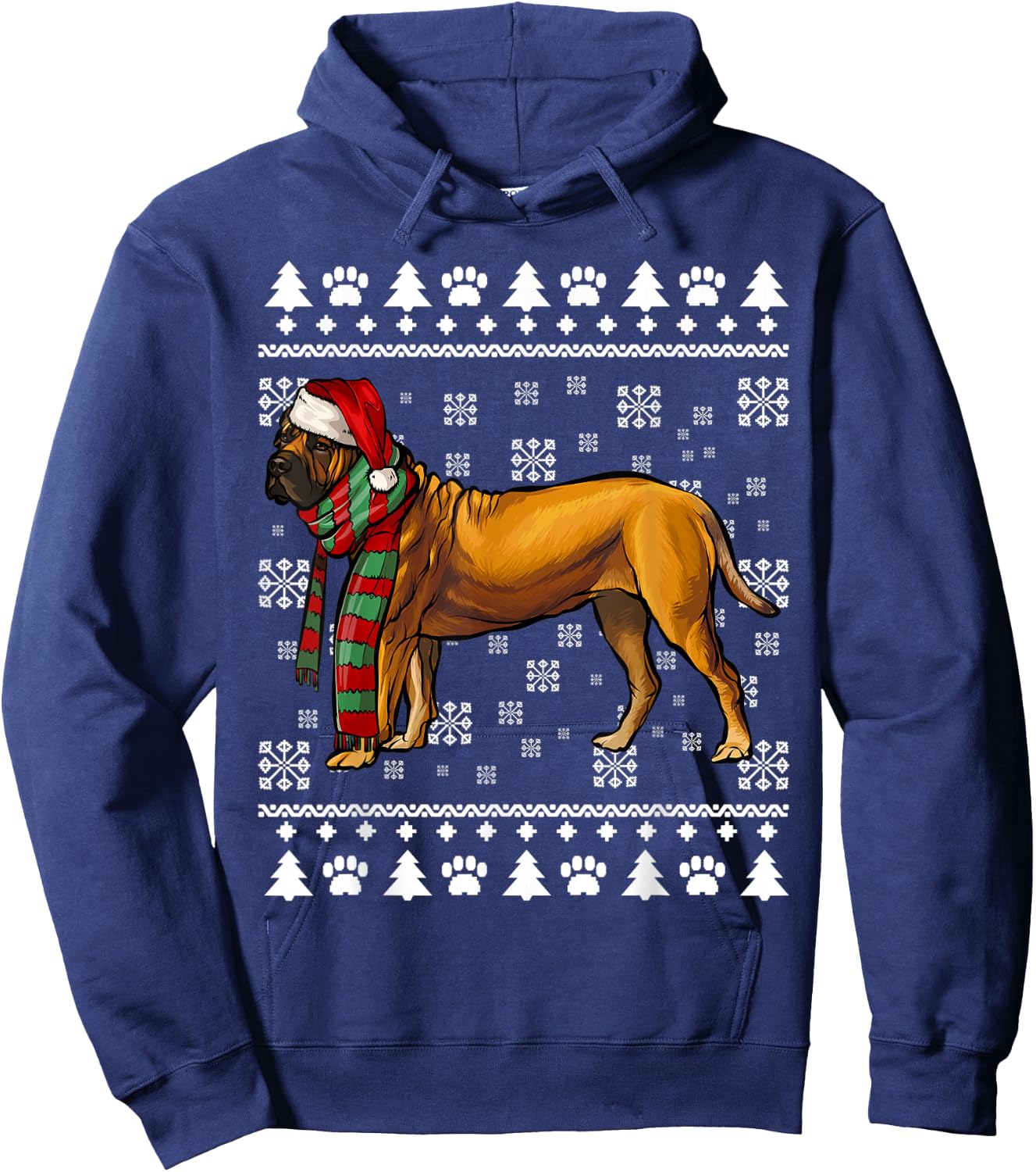 Boerboel Dog Santa Hat Xmas Ugly Christmas Hoodie - Hoodie | Navy