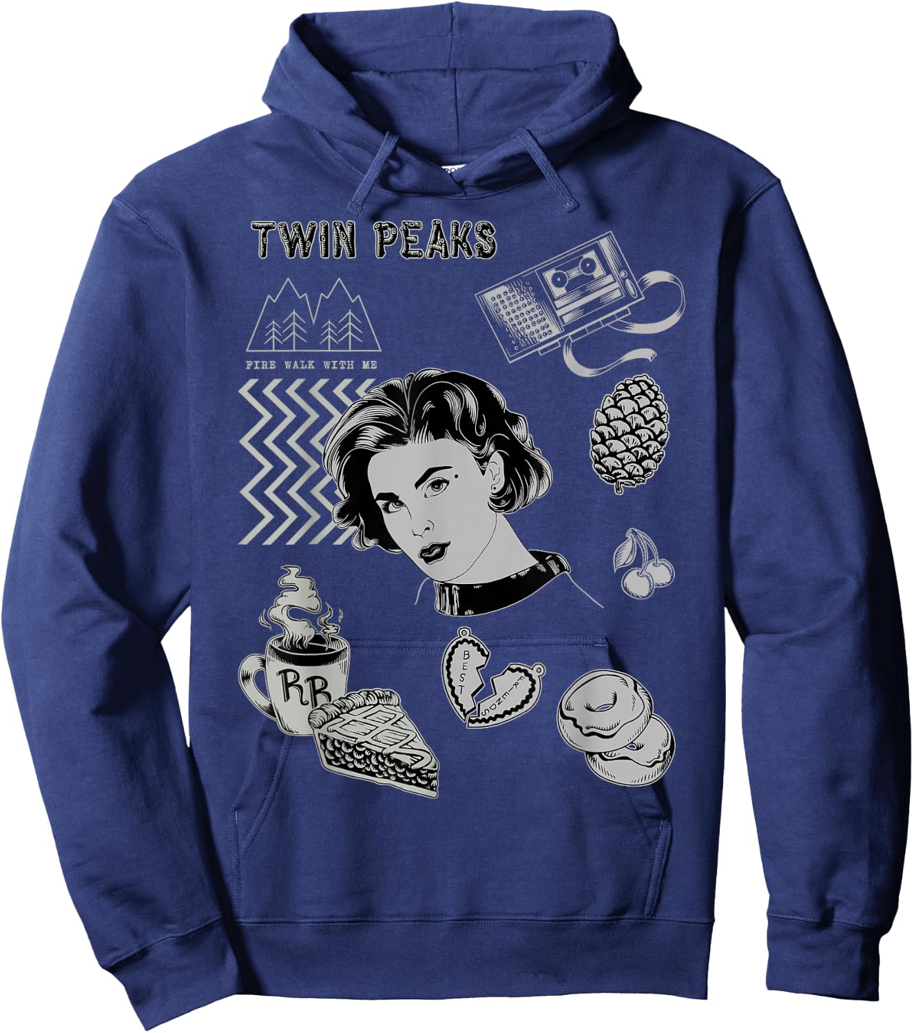 Twin Peaks Symbolism Patch Graphic Hoodie - Hoodie | Navy