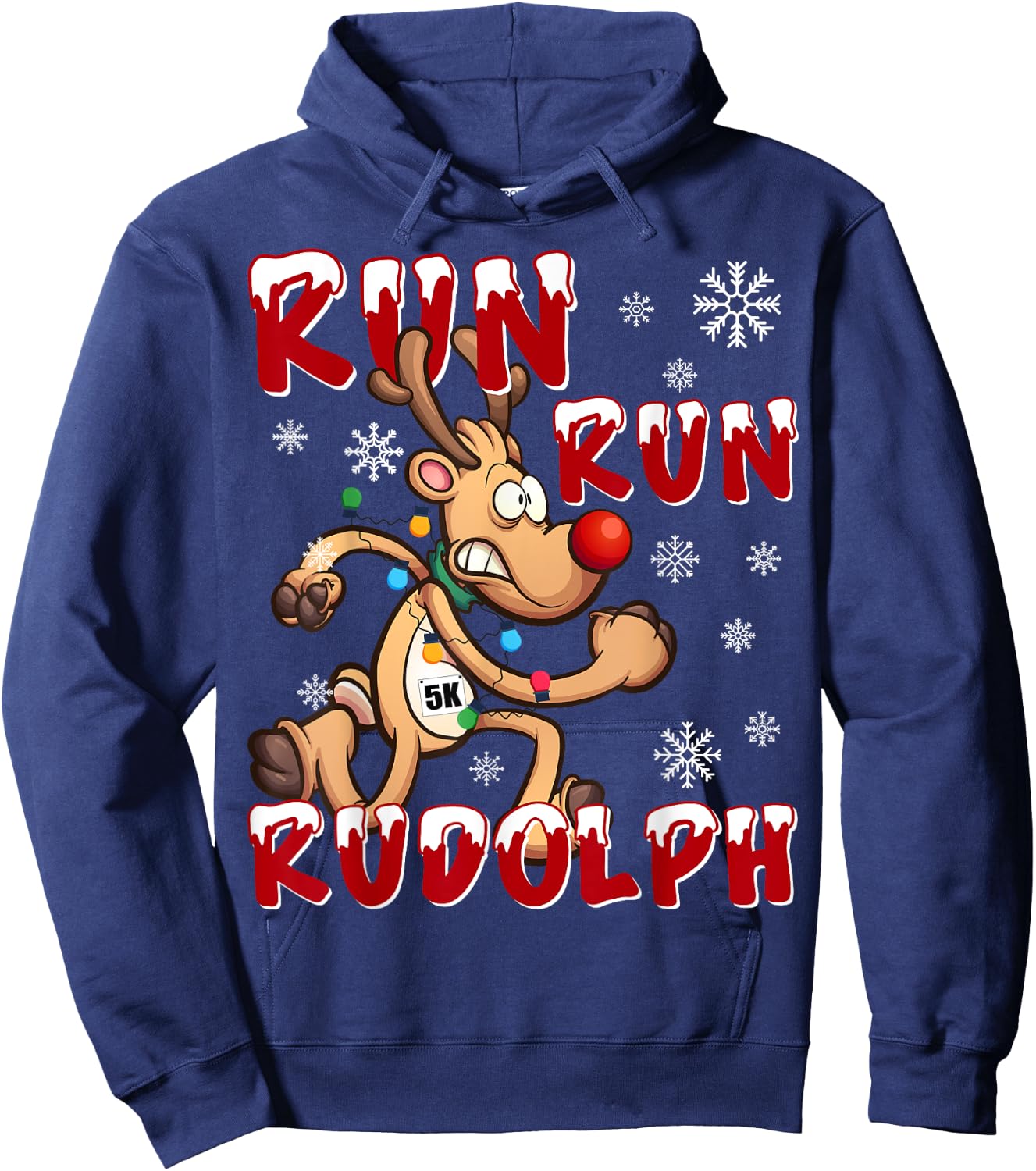 Rudolph 5K Run Christmas Holiday Team Running Hoodie - Hoodie | Navy