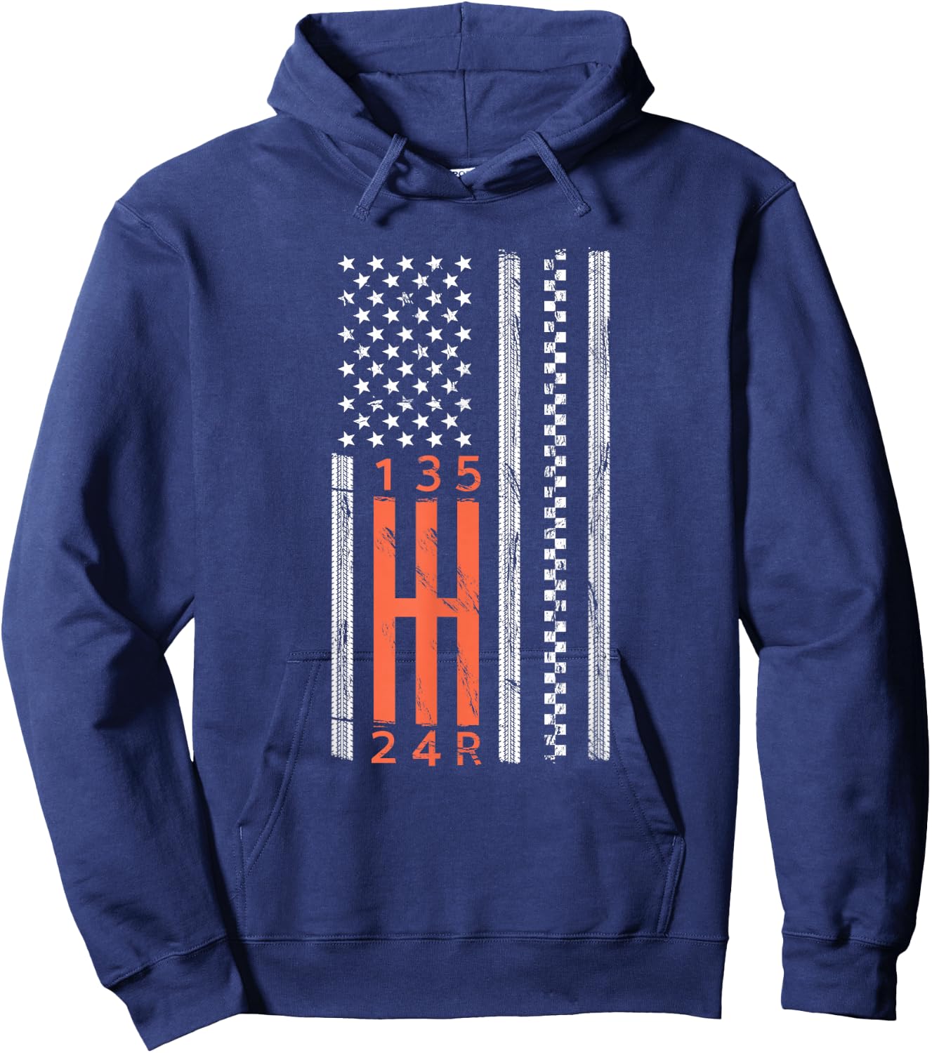 Stick Shift American Flag Manual Transmission Gearbox Hoodie - Hoodie | Navy