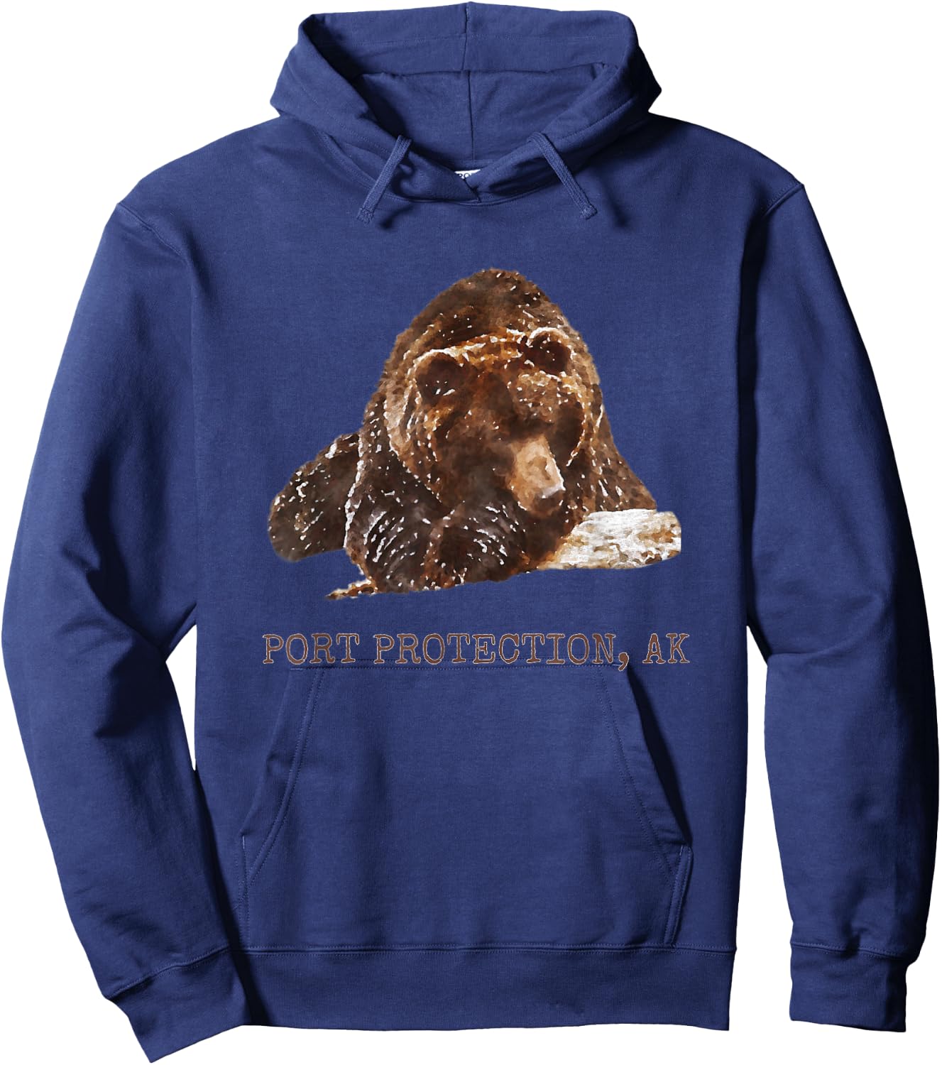 Port Protection Brown Grizzly Bear In Snow Alaska Pacific NW Hoodie - Hoodie | Navy