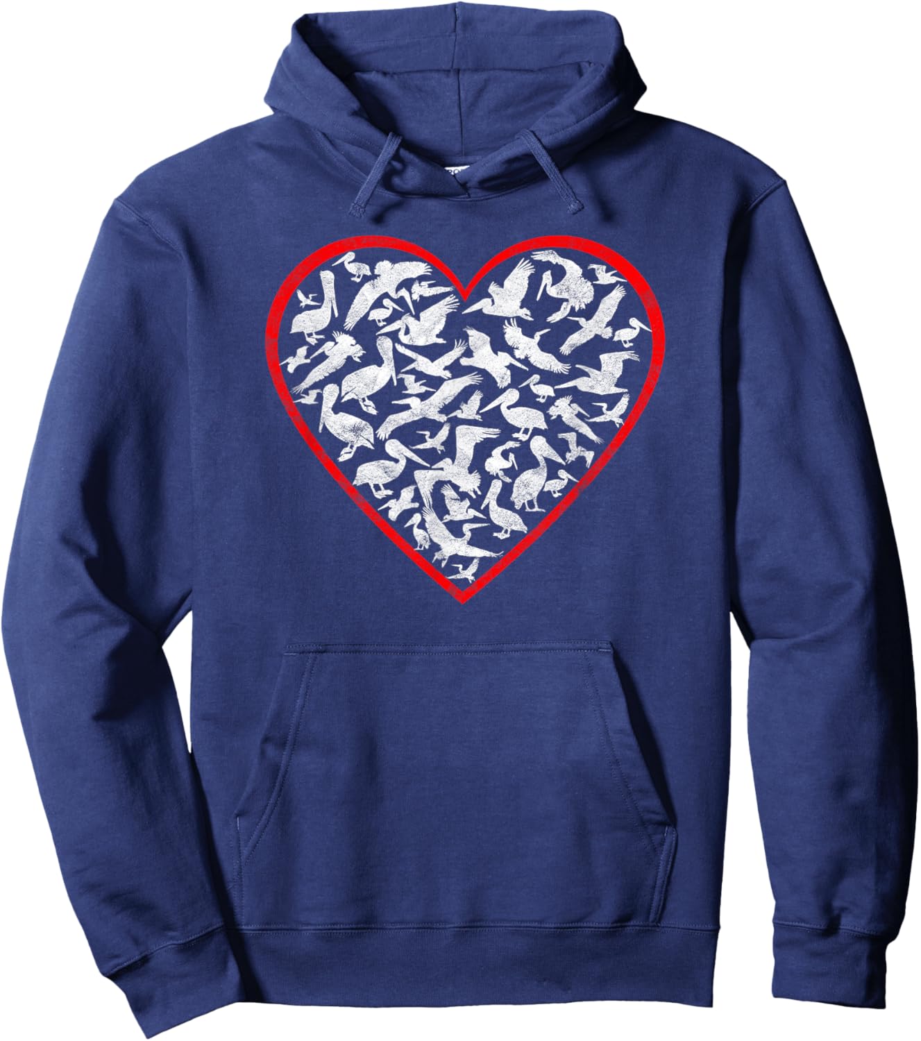 Pelican Gift Women Men Love Motherhood Bird Animal Red Heart Hoodie - Hoodie | Navy