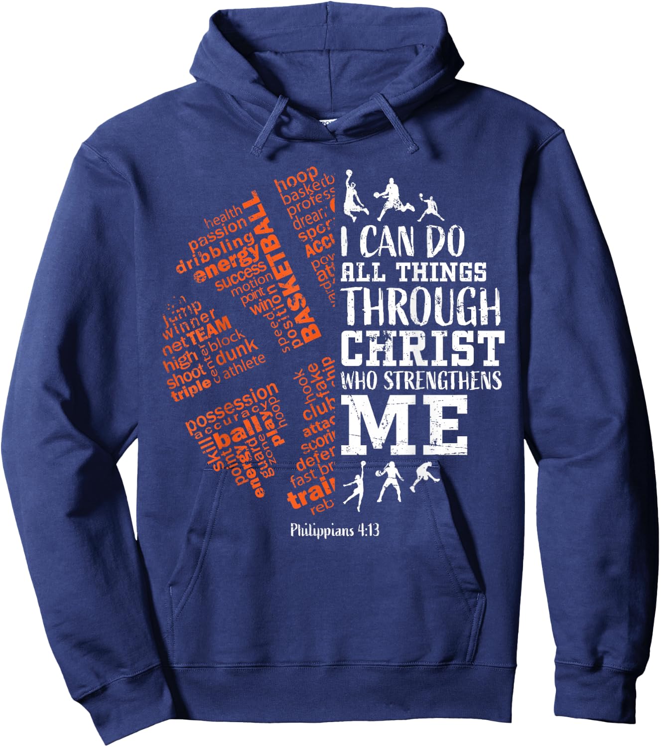 Basketball Sayings Christian Verse Teen Boys Kids Graphic Hoodie - Hoodie | Navy