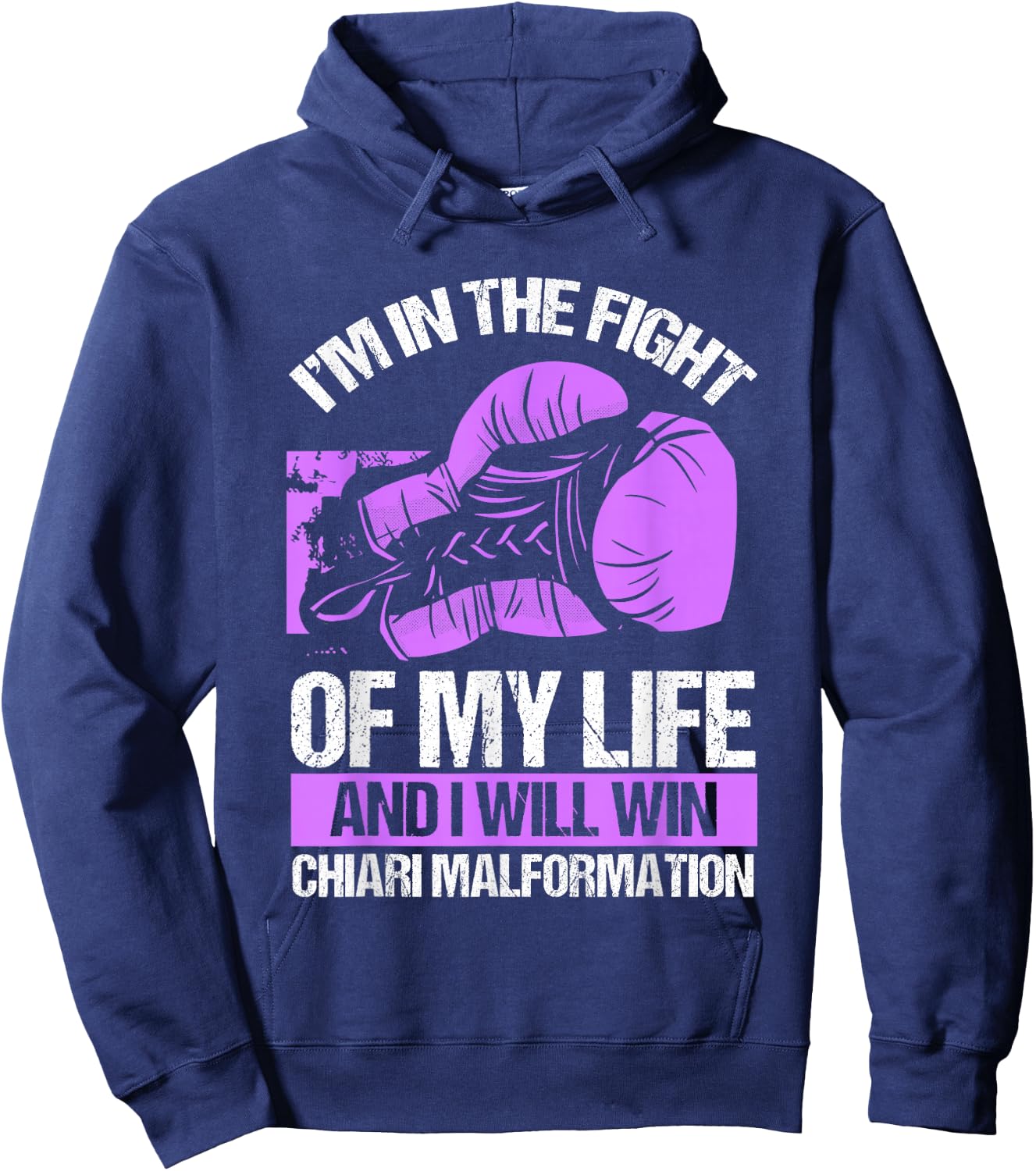 Chiari Malformation Awareness Win Survivor Purple Ribbon Hoodie - Hoodie | Navy