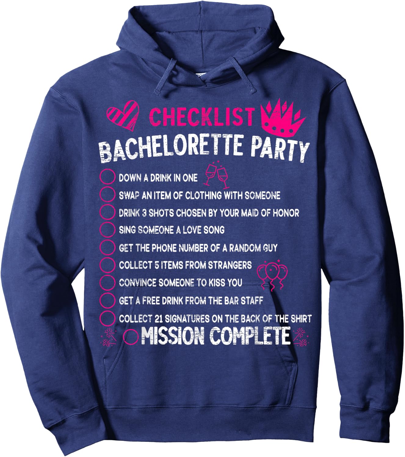 Bachelorette Party Checklist Hen Night Matching Bride Outfit Hoodie - Hoodie | Navy