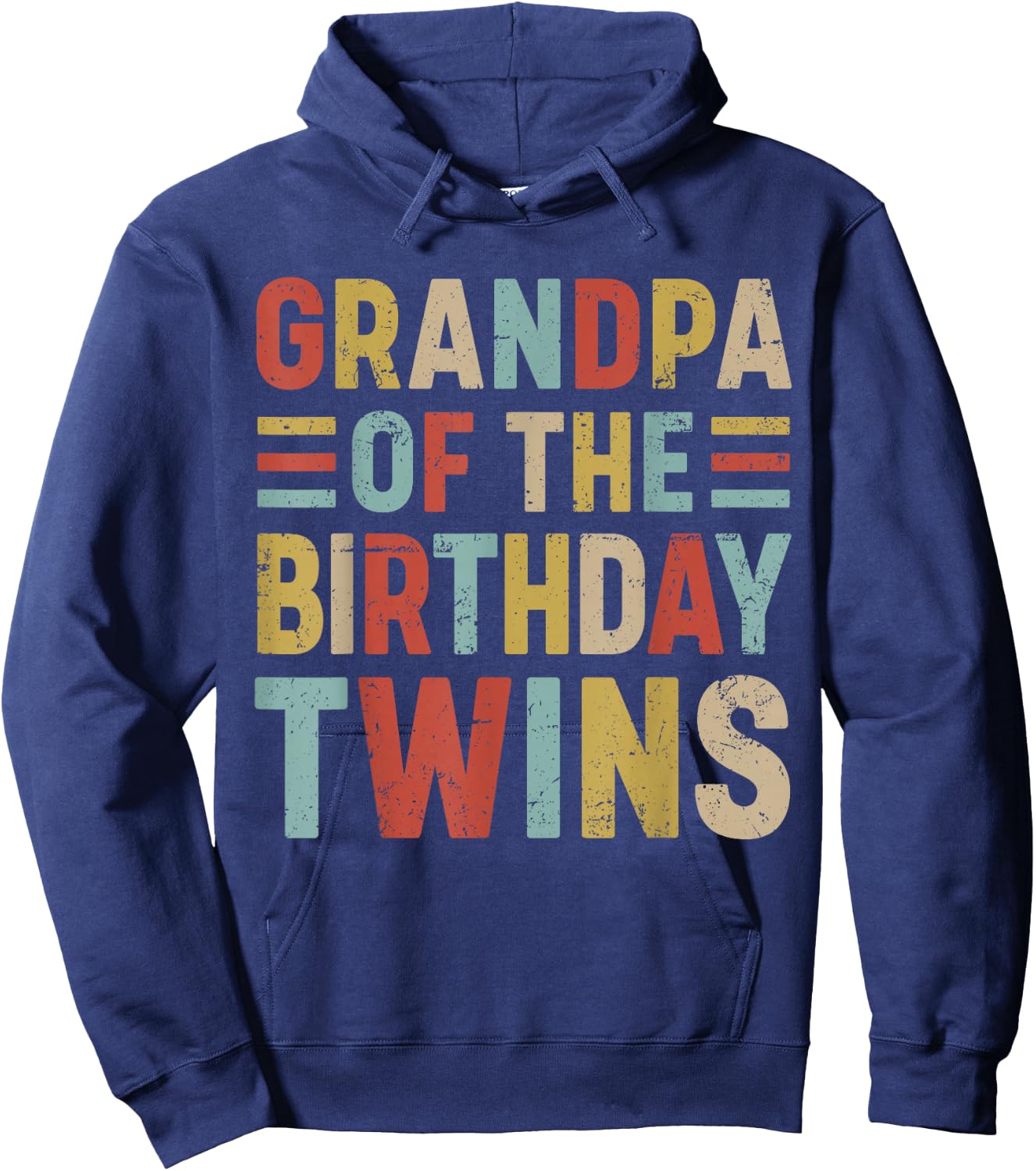 Grandpa of The Birthday Twins Family Matching Bday Party Hoodie - Hoodie | Navy