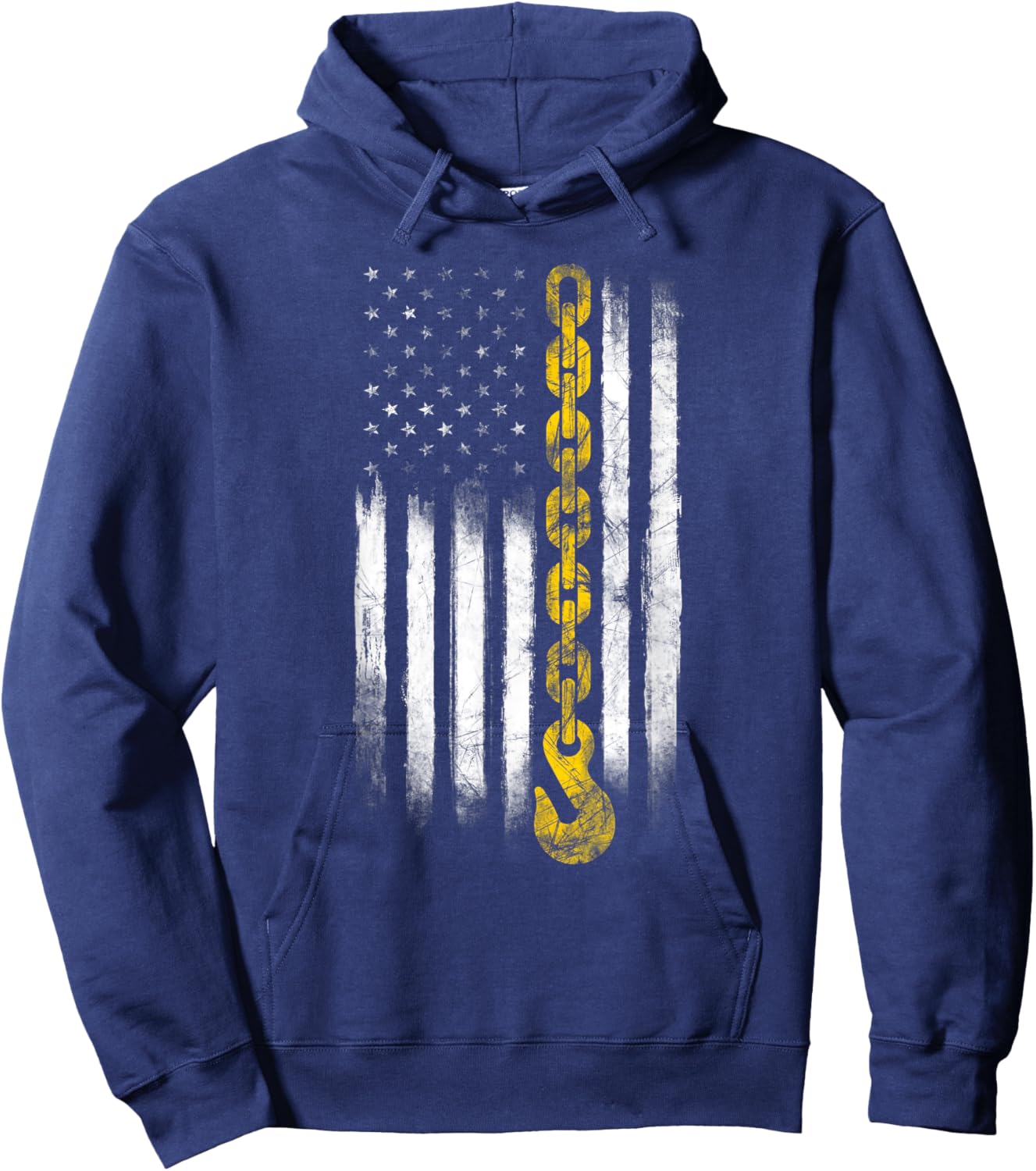 Tow Truck Driver Gift Men USA Flag Towing Hook For US Hoodie - Hoodie | Navy