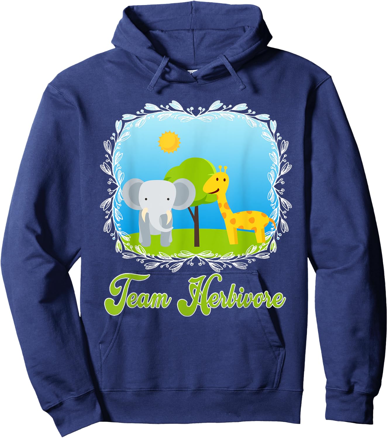 Team Herbivore Cute Animals Vegan Vegetarian Diet Hoodie - Hoodie | Navy