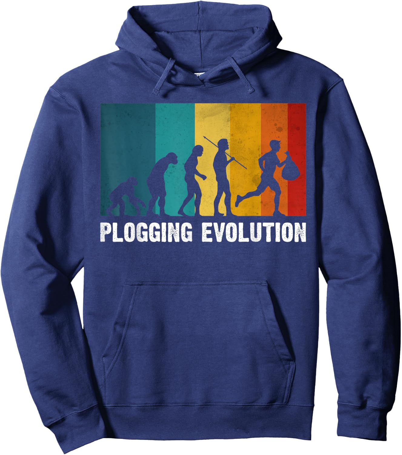 Plogging Evolutuion Funny Hoodie - Hoodie | Navy