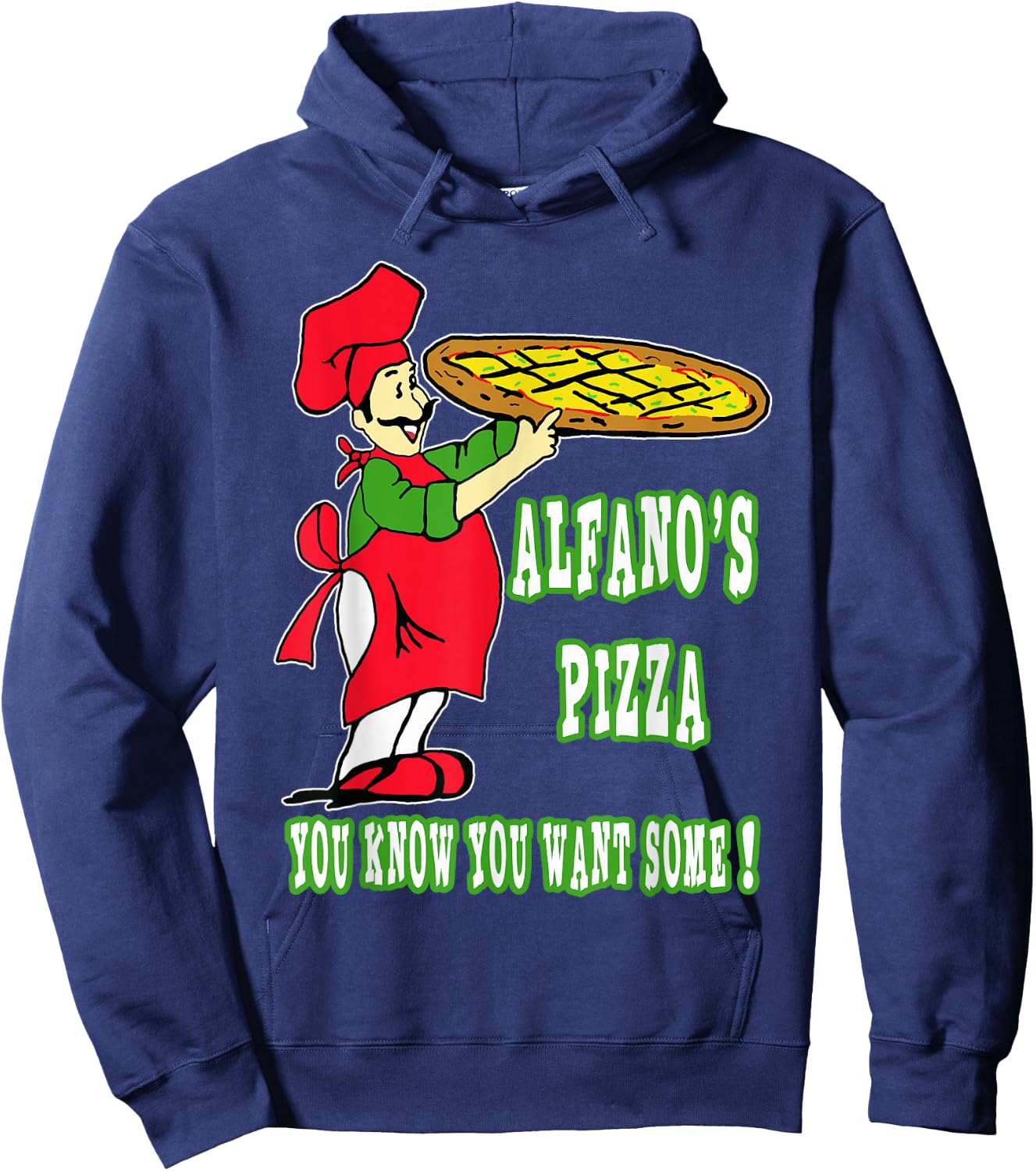 Alfano's Pizza "you Know You Want Some!" Hoodie - Hoodie | Navy