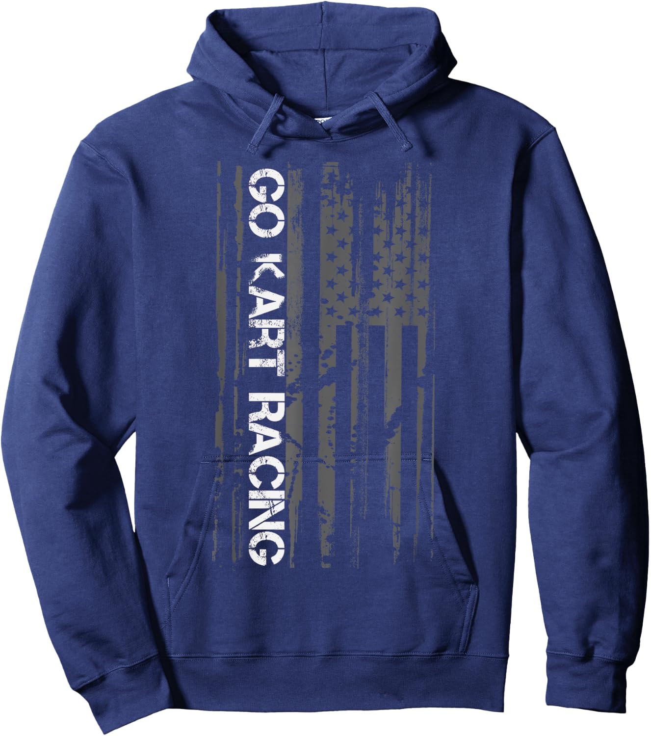 Go Cart Racer American Flag Patriotic Go Kart Racing Hoodie - Hoodie | Navy