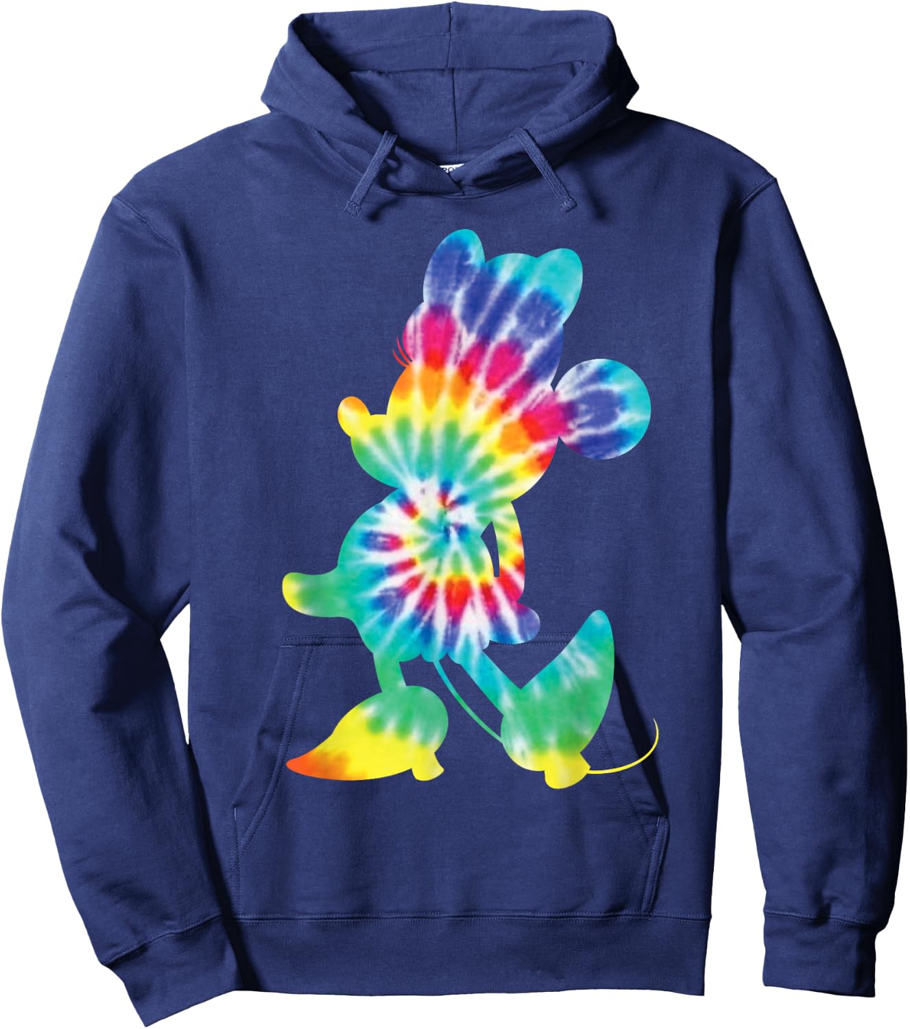 Disney Minnie Mouse Silhouette 90s Rainbow Tie Dye Hoodie - Hoodie | Navy