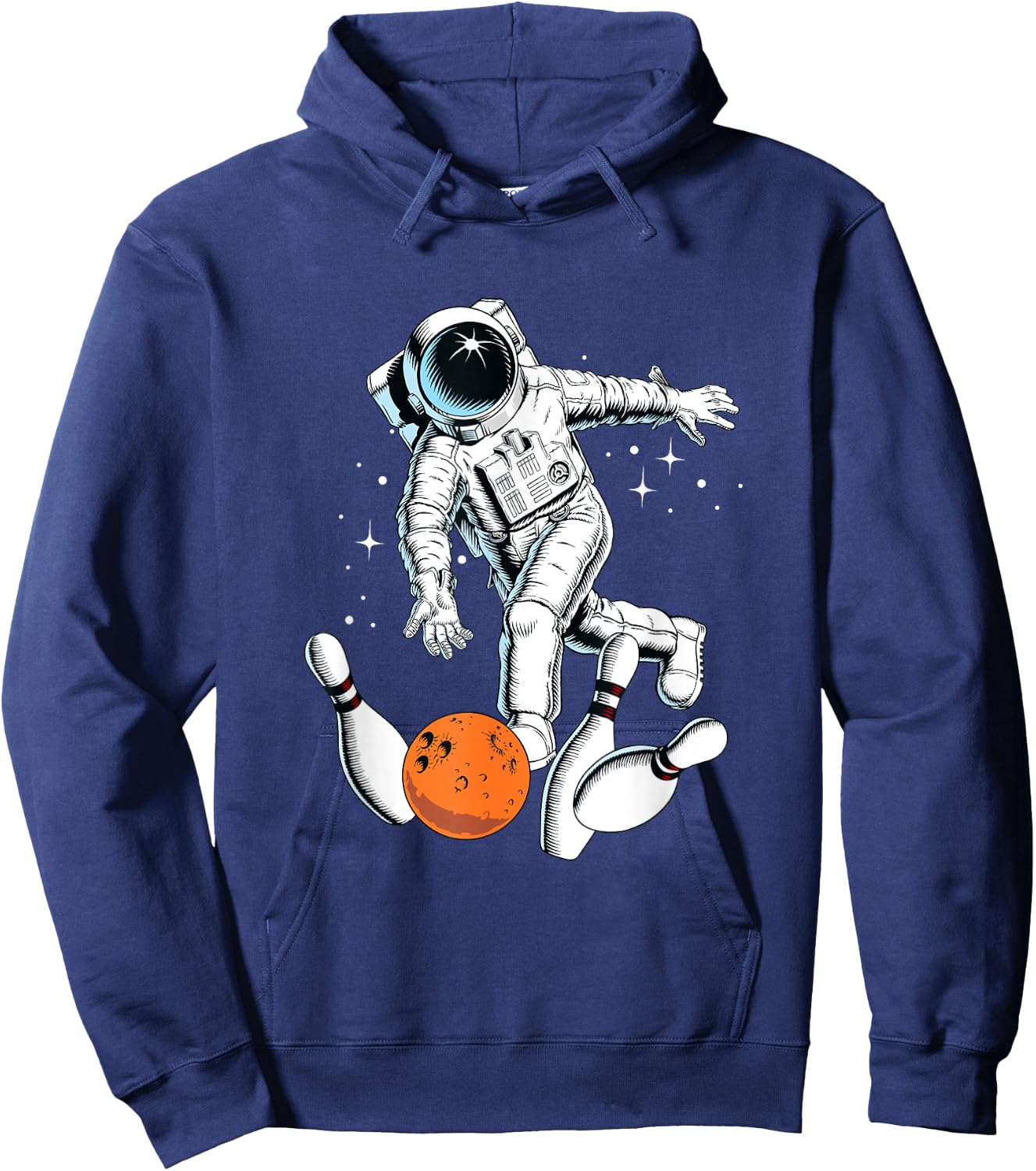 Cool Space Astronaut Playing Bowling Graphic Designs Fun Hoodie - Hoodie | Navy