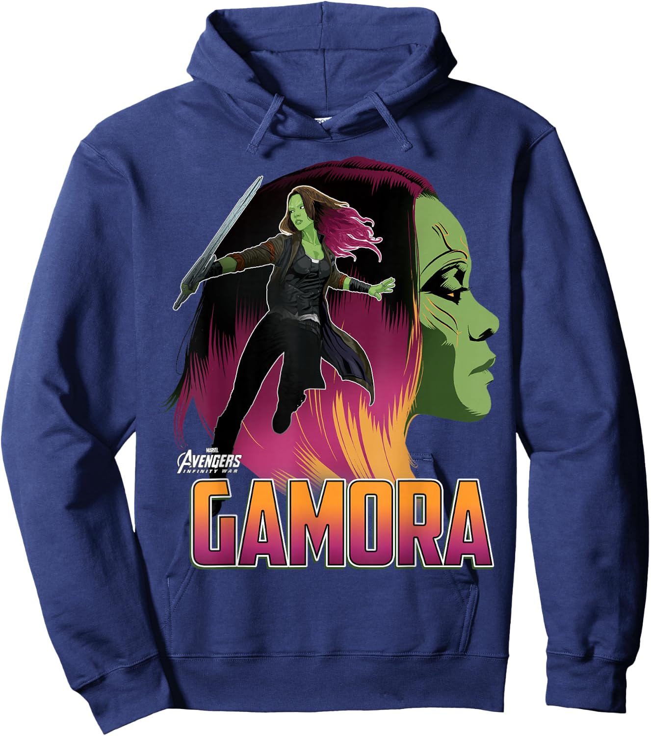 Marvel Infinity War Gamora Head Profile Graphic Hoodie - Hoodie | Navy
