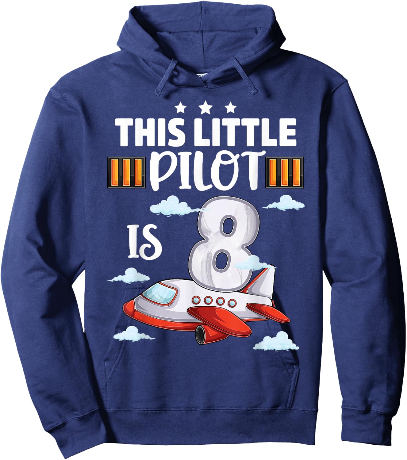 8 year old Boy Girl Airplane Pilot 8th Birthday Aircraft Hoodie - Hoodie | Navy