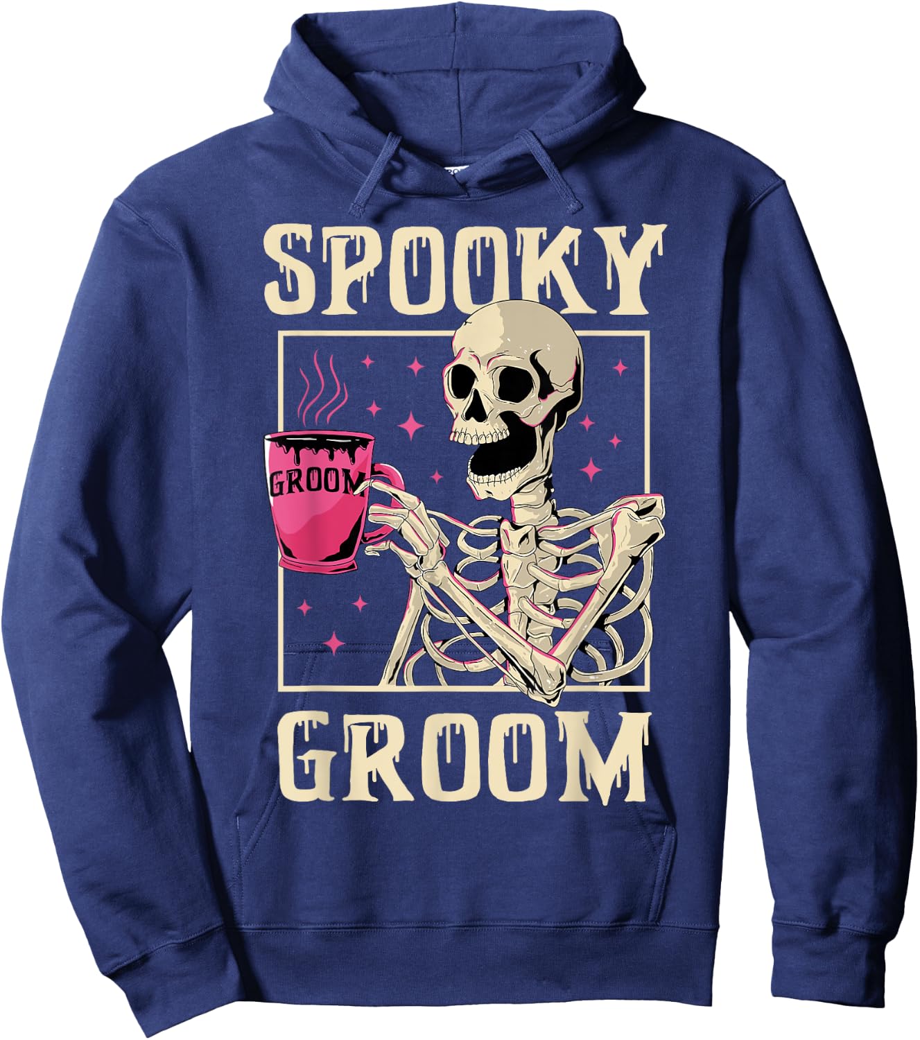 Spooky Groom Skeleton Halloween Wedding Bachelor Party Hoodie - Hoodie | Navy