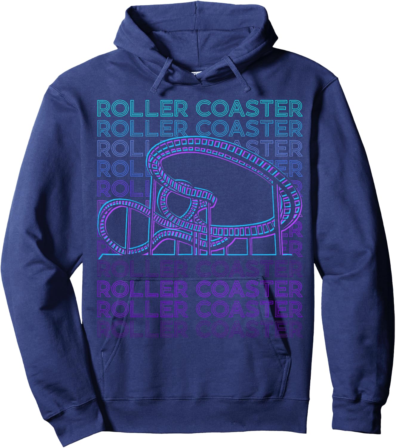Roller Coaster Gifts Roller Coaster Retro - -Adults, Kids - Black - Small - Short Sleeve - Cotton, Polyester Hoodie - Hoodie | Navy