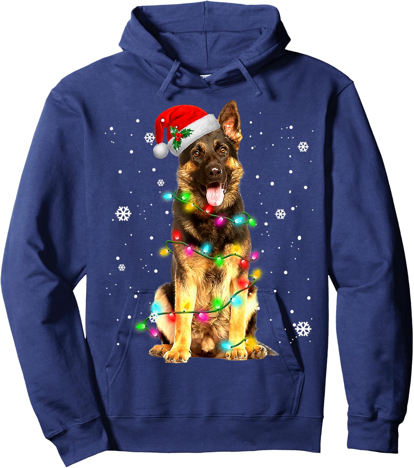 German Shepherd Dog Tree Christmas Sweater Xmas Dogs Hoodie - Hoodie | Navy