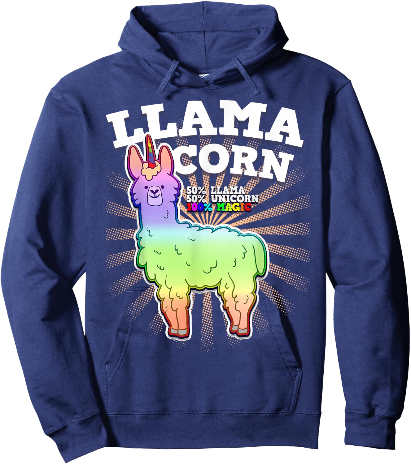 LlamaCorn 50% Llama 50% Unicorn 100% Magic Gift Hoodie - Hoodie | Navy