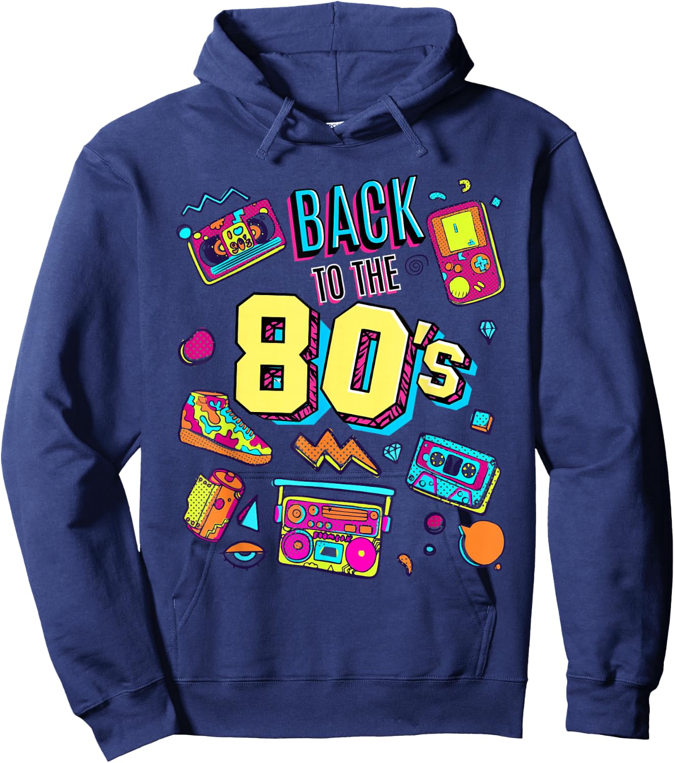 Enjoy Celebrate & Wear Cool Back To 80's Graphic Design Fun Hoodie - Hoodie | Navy