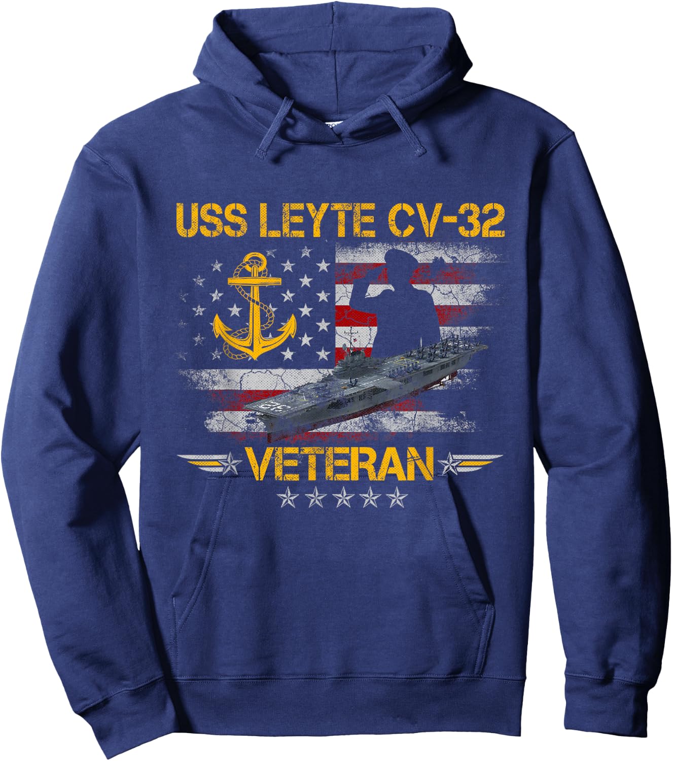 USS Leyte CV-32 Aircraft Carrier Veteran Flag Veterans Day Hoodie - Hoodie | Navy