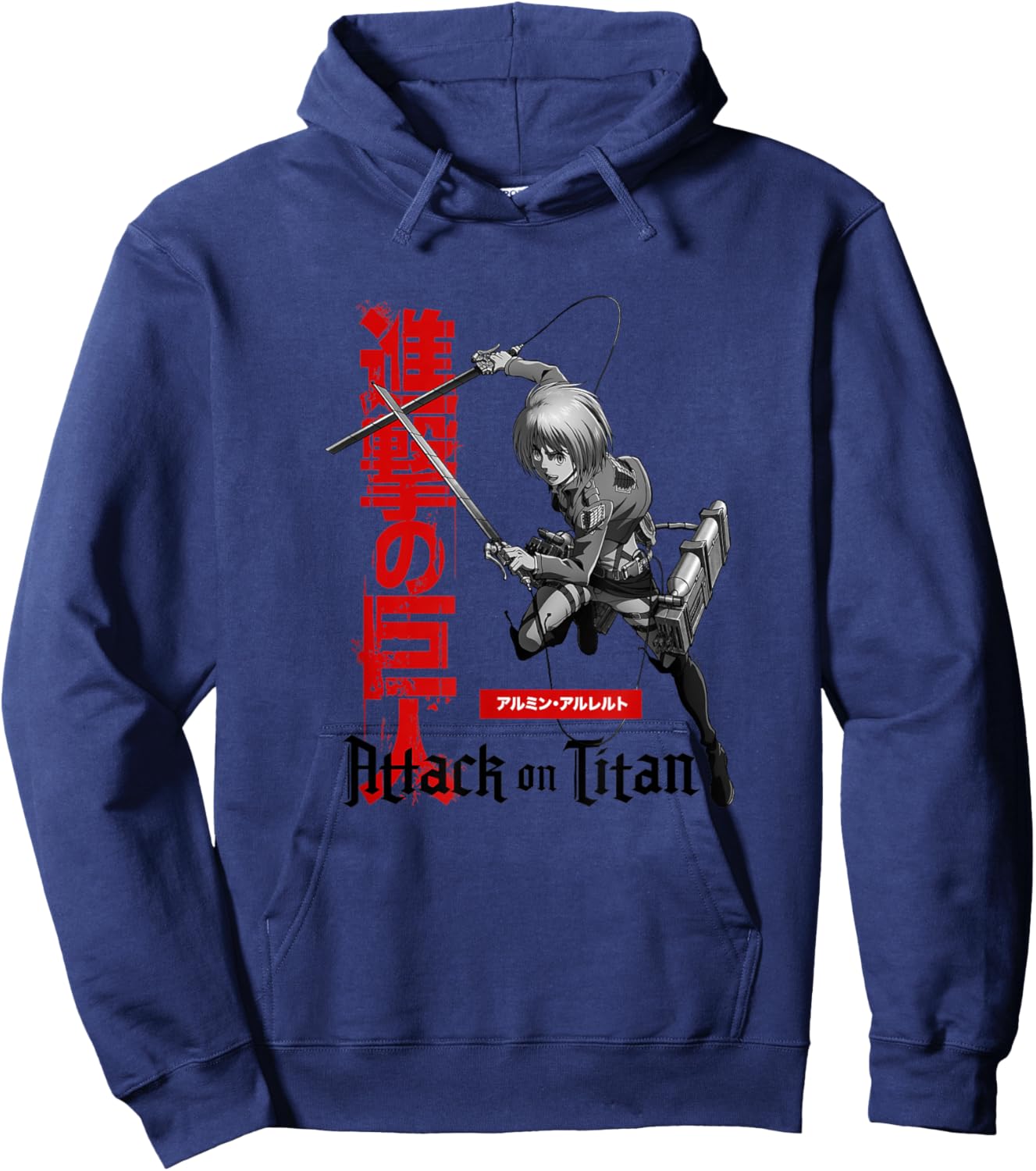 Attack on Titan Season 3 Armin with Kanji AOT Anime Hoodie - Hoodie | Navy