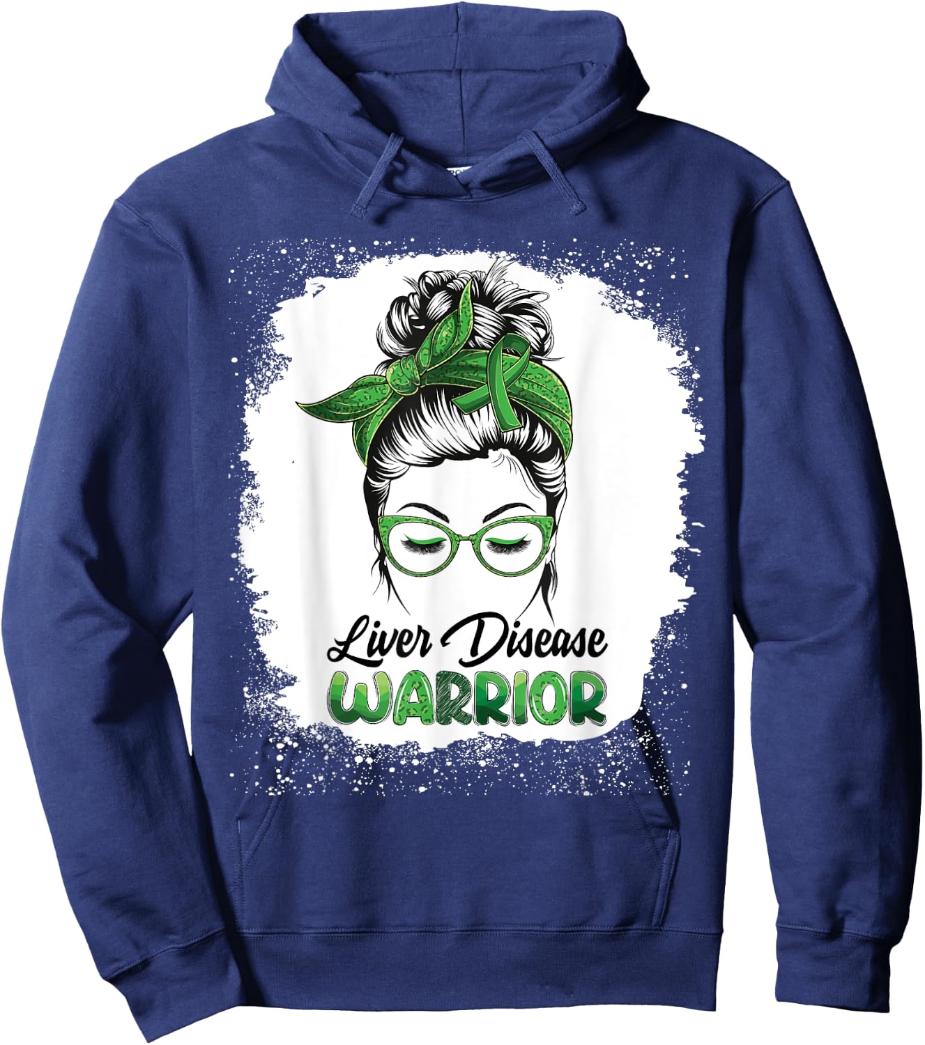 Liver Disease Warrior Bleached Messy Bun Survivor Believe Hoodie - Hoodie | Navy