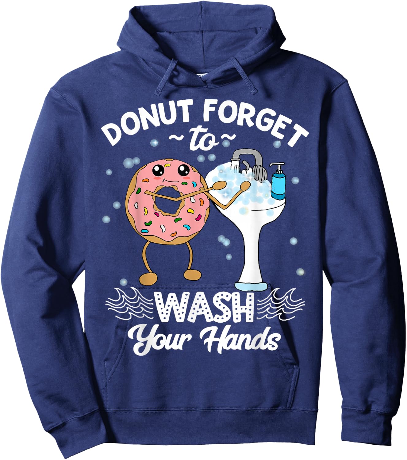 Wash Your Hands Funny Donut Hand Wash Hygiene Hoodie - Hoodie | Navy