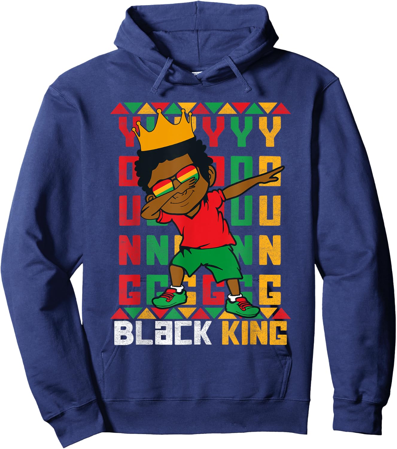 Young Black King Dab Kid African American Boy Juneteenth Hoodie - Hoodie | Navy