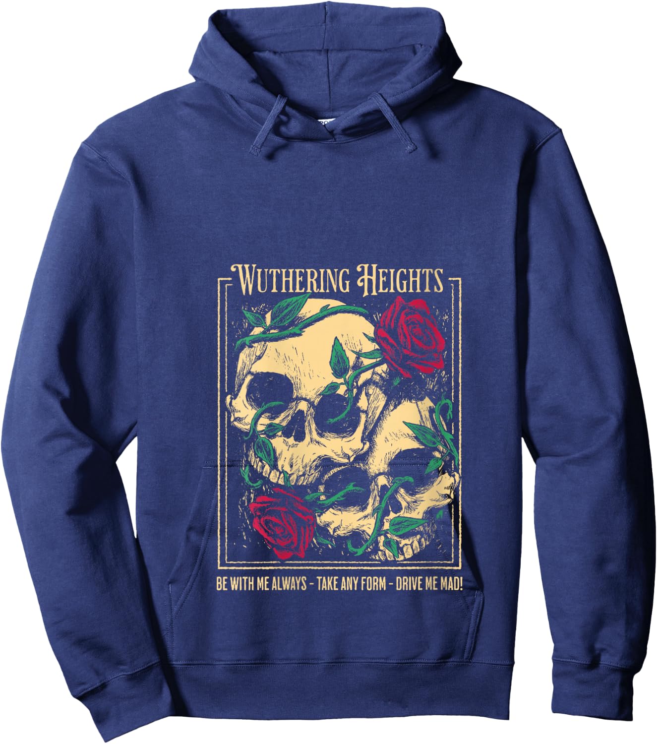 Women's Wuthering Heights Gothic Book Lover Classic Literature V-Neck Hoodie - Hoodie | Navy
