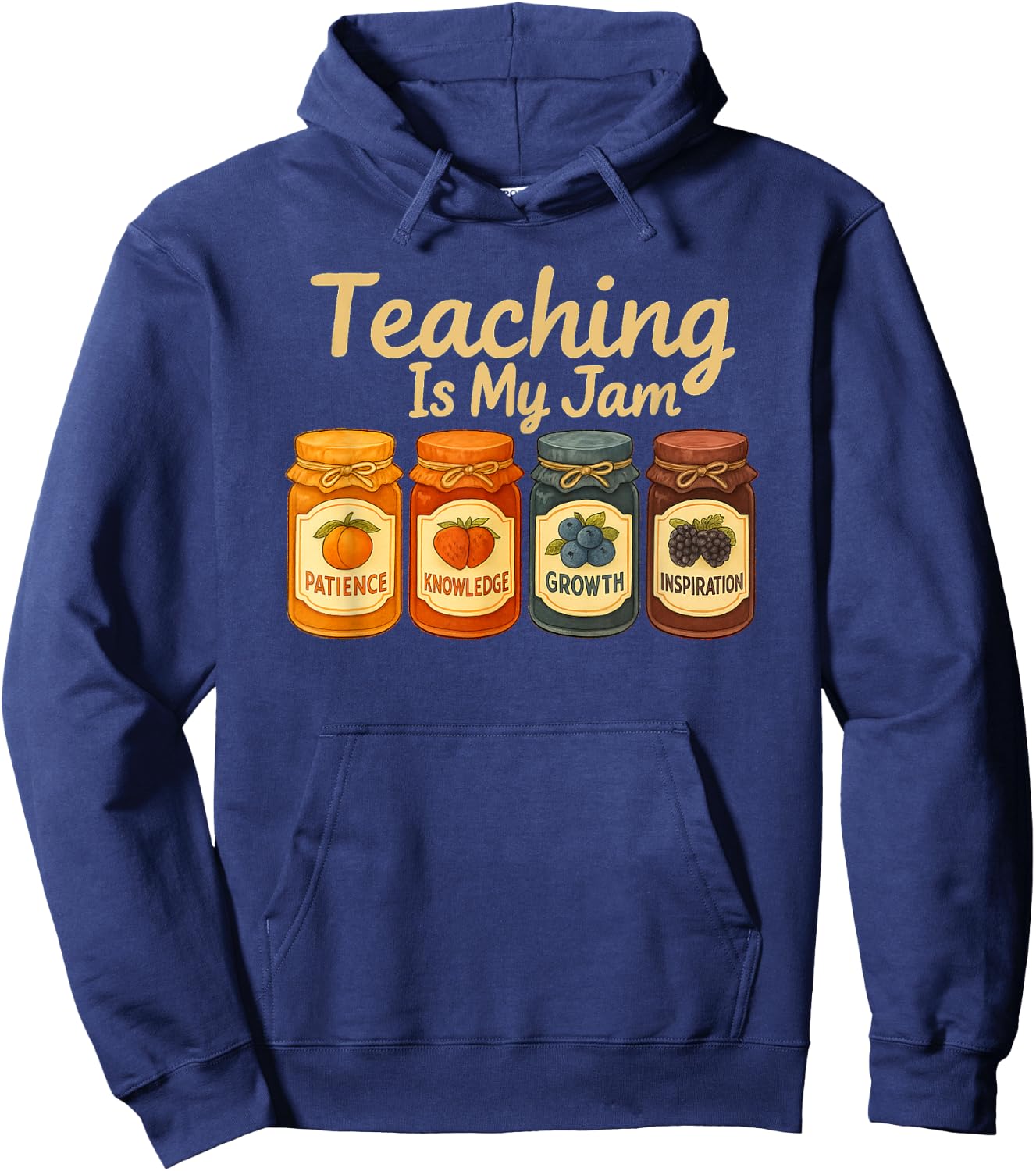 Teaching is My Jam Cute Fruit Jar Teacher Vintage Hoodie - Hoodie | Navy