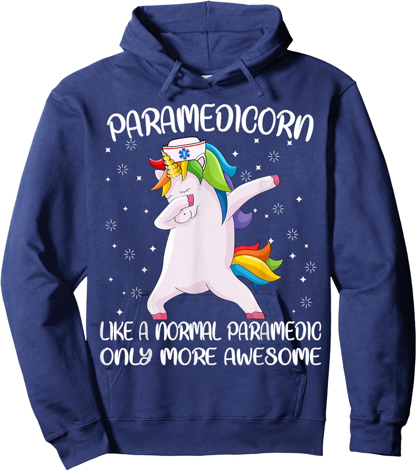Funny EMS EMT Clothing and Gifts by Medics Paramedicorn Like A Paramedic Only Awesome Dabbing Unicorn Hoodie - Hoodie | Navy