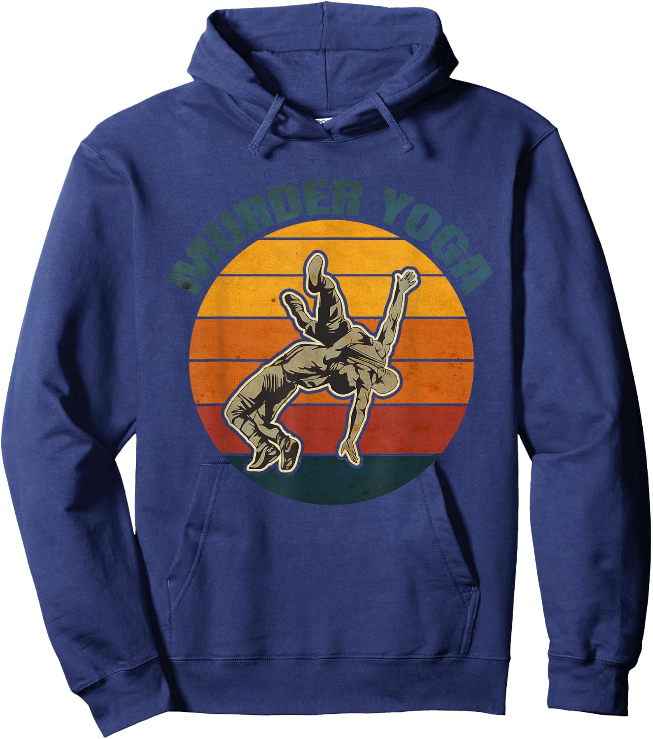Vintage Wrestling Murder Yoga Whistler Humor Hoodie - Hoodie | Navy