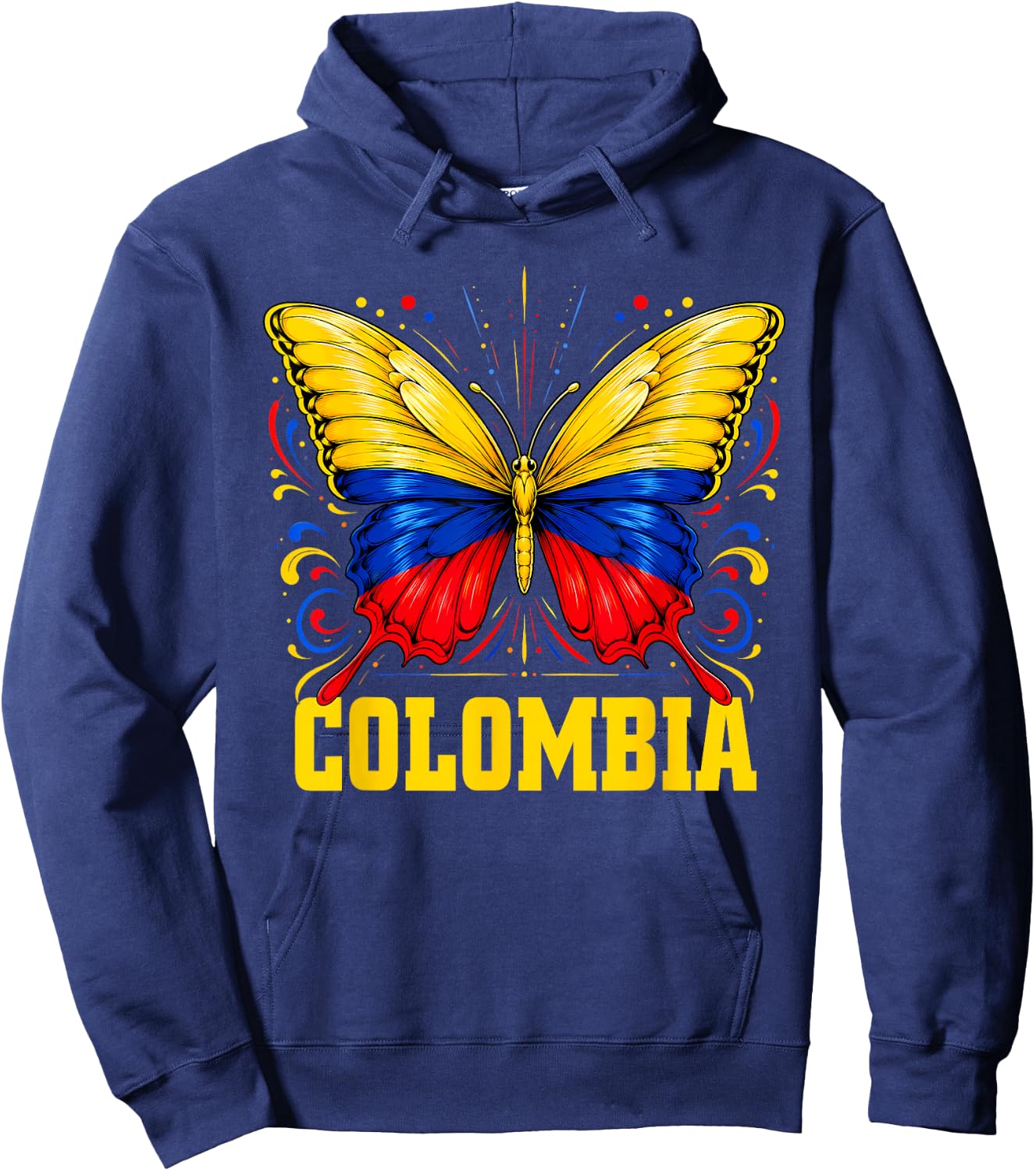 Vintage Colombia Butterfly Colombian Flag Pride Roots Women Hoodie - Hoodie | Navy