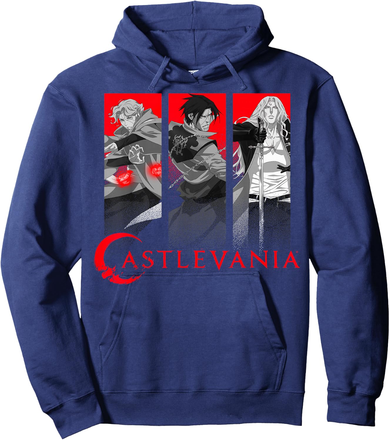 Castlevania Netflix , Men's Black Short Sleeve Classic Fit , Anime Themed Applique , Size Small Hoodie - Hoodie | Navy