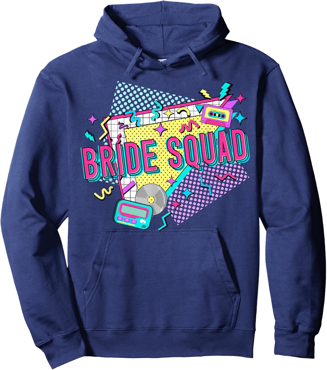 Retro Bride Crew of the 90s Bachelorette 90s Bride Squad Hoodie - Hoodie | Navy