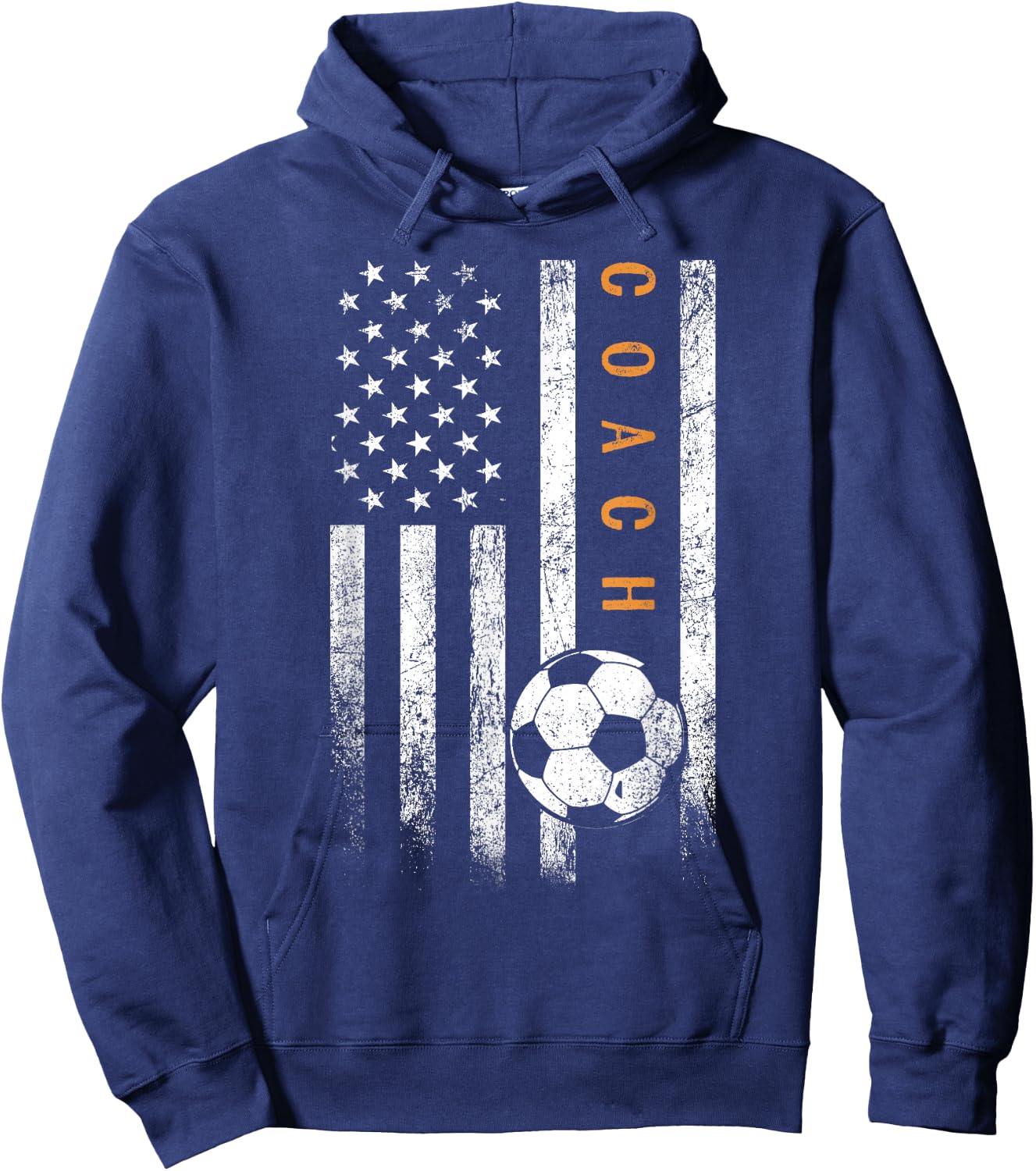 Soccer Coach American Flag Design Soccer Trainer Coaching Hoodie - Hoodie | Navy