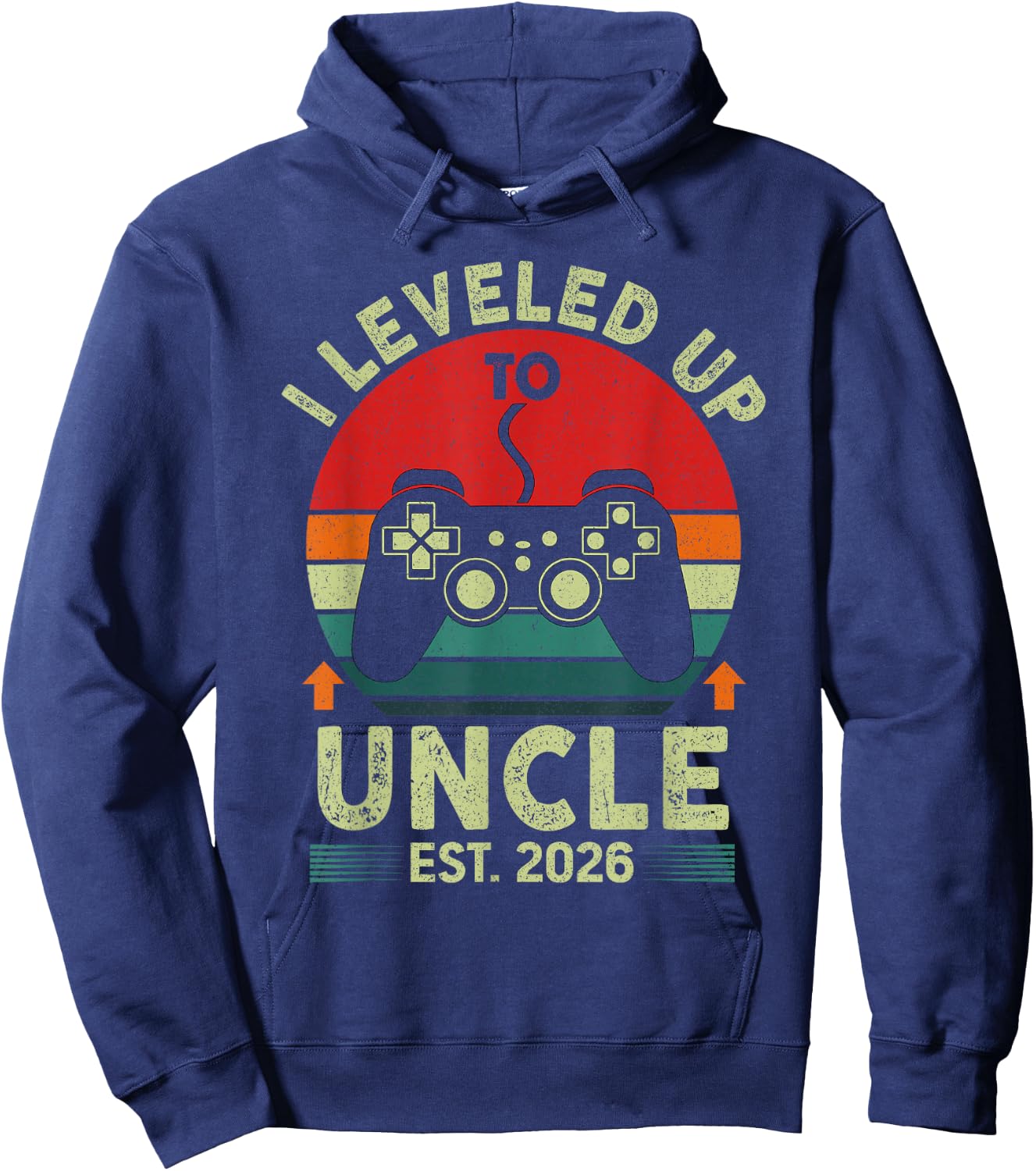 Promoted to Uncle 2026 Leveled Up to Uncle Est 2026 Gaming Hoodie - Hoodie | Navy