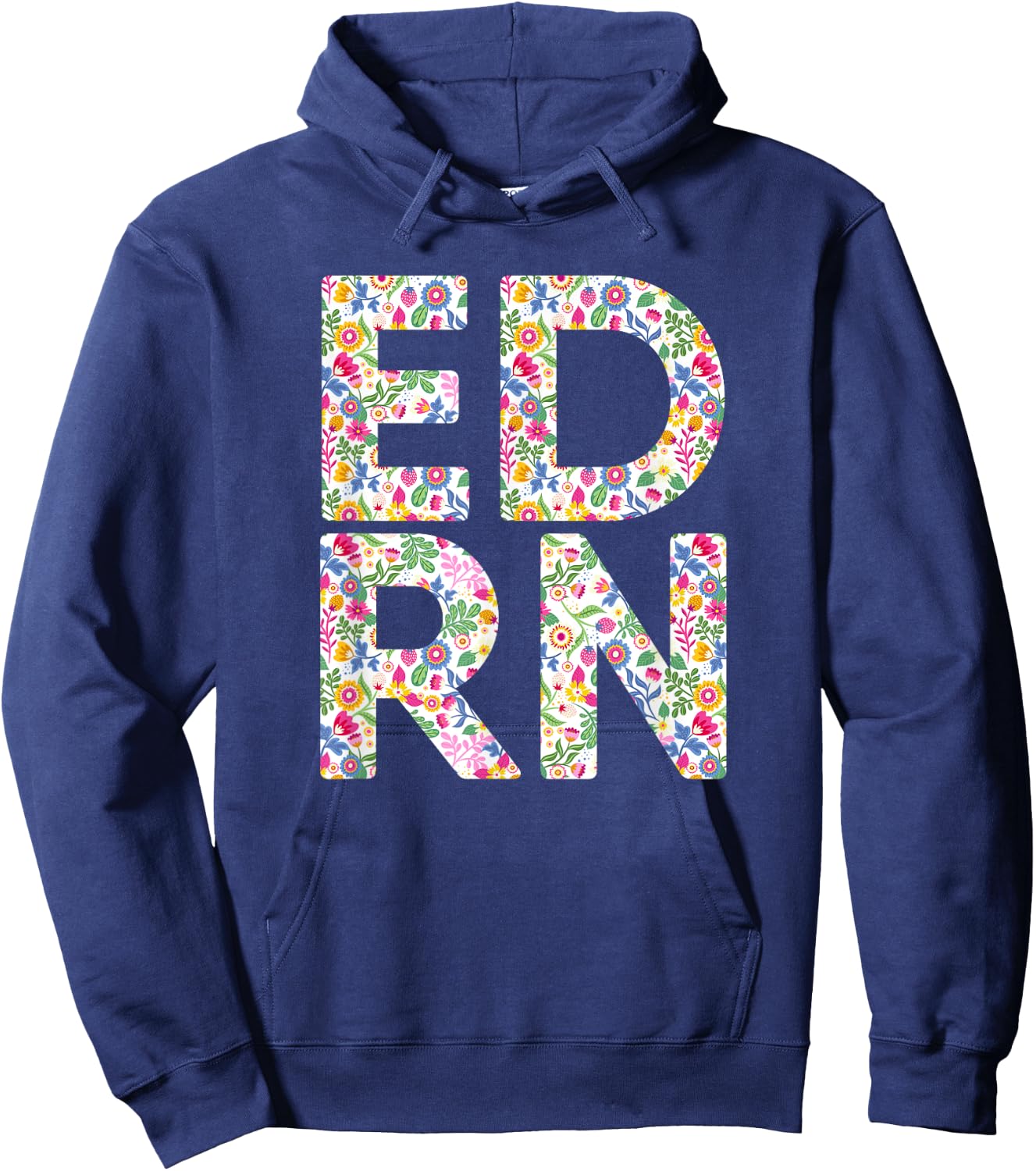 ED RN Nursing Healthcare Work Emergency Room Flower Funny Hoodie - Hoodie | Navy