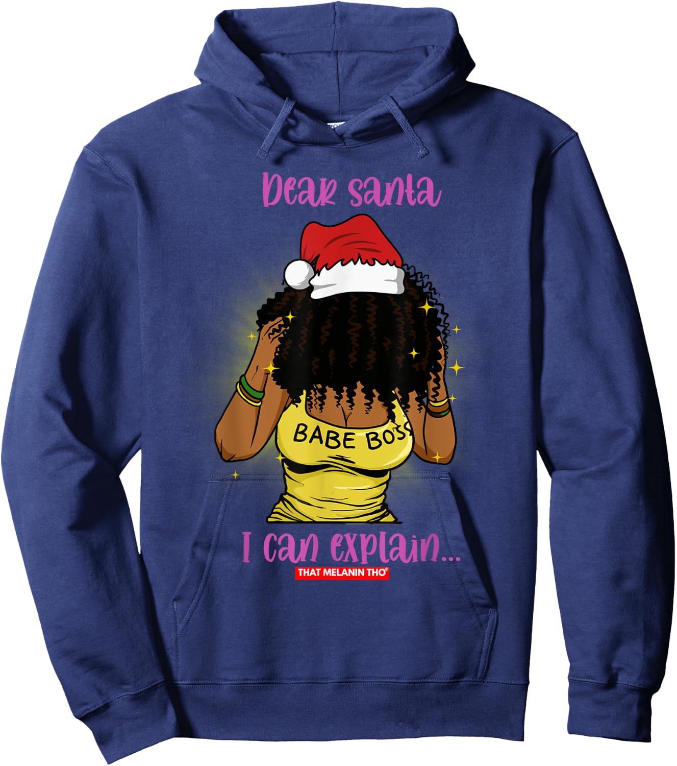 Dear Santa I Can Explain Black Mrs. Santa Claus Christmas Hoodie - Hoodie | Navy