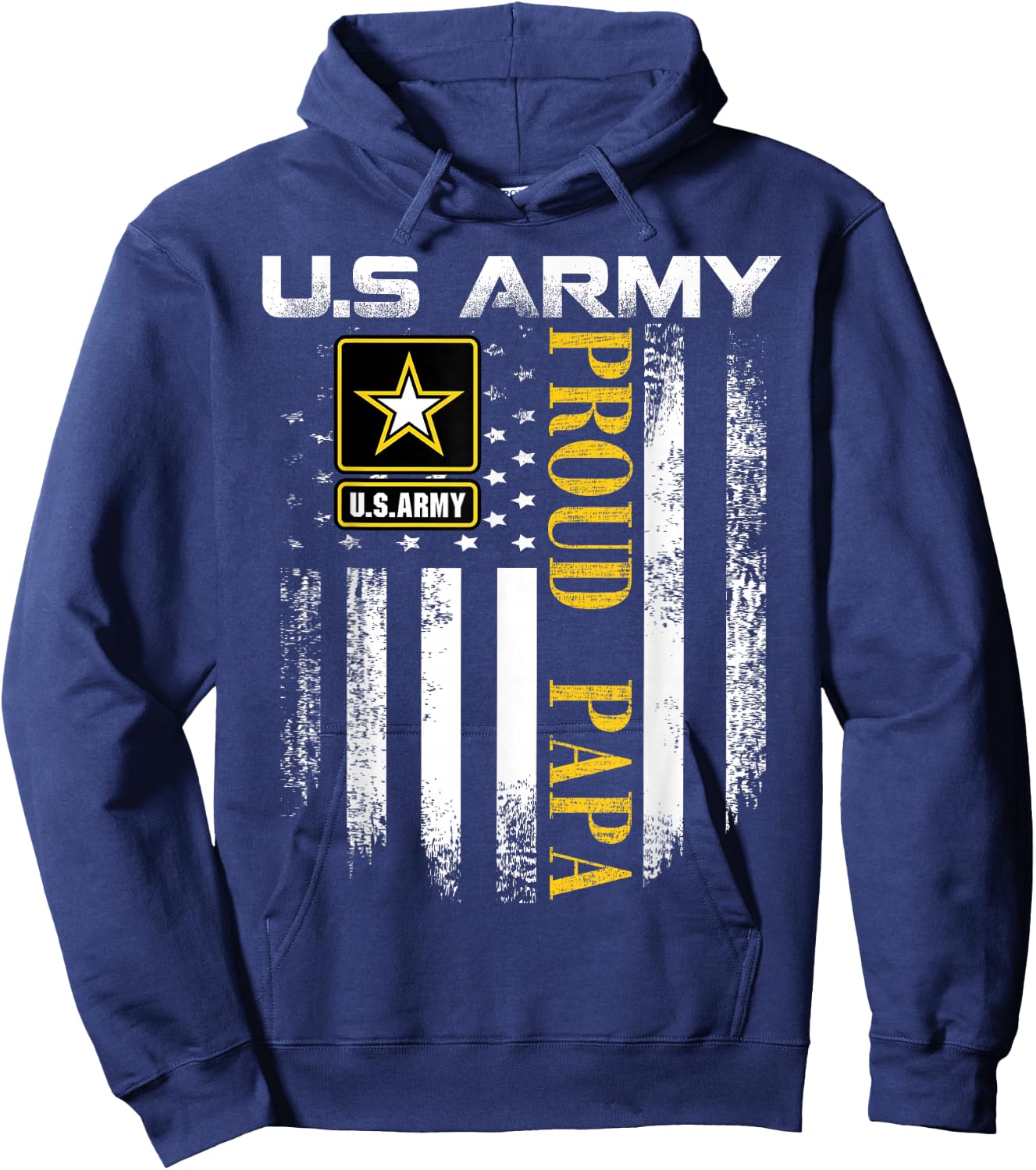 Vintage U.S. Army Proud Papa With American Flag Gift Hoodie - Hoodie | Navy